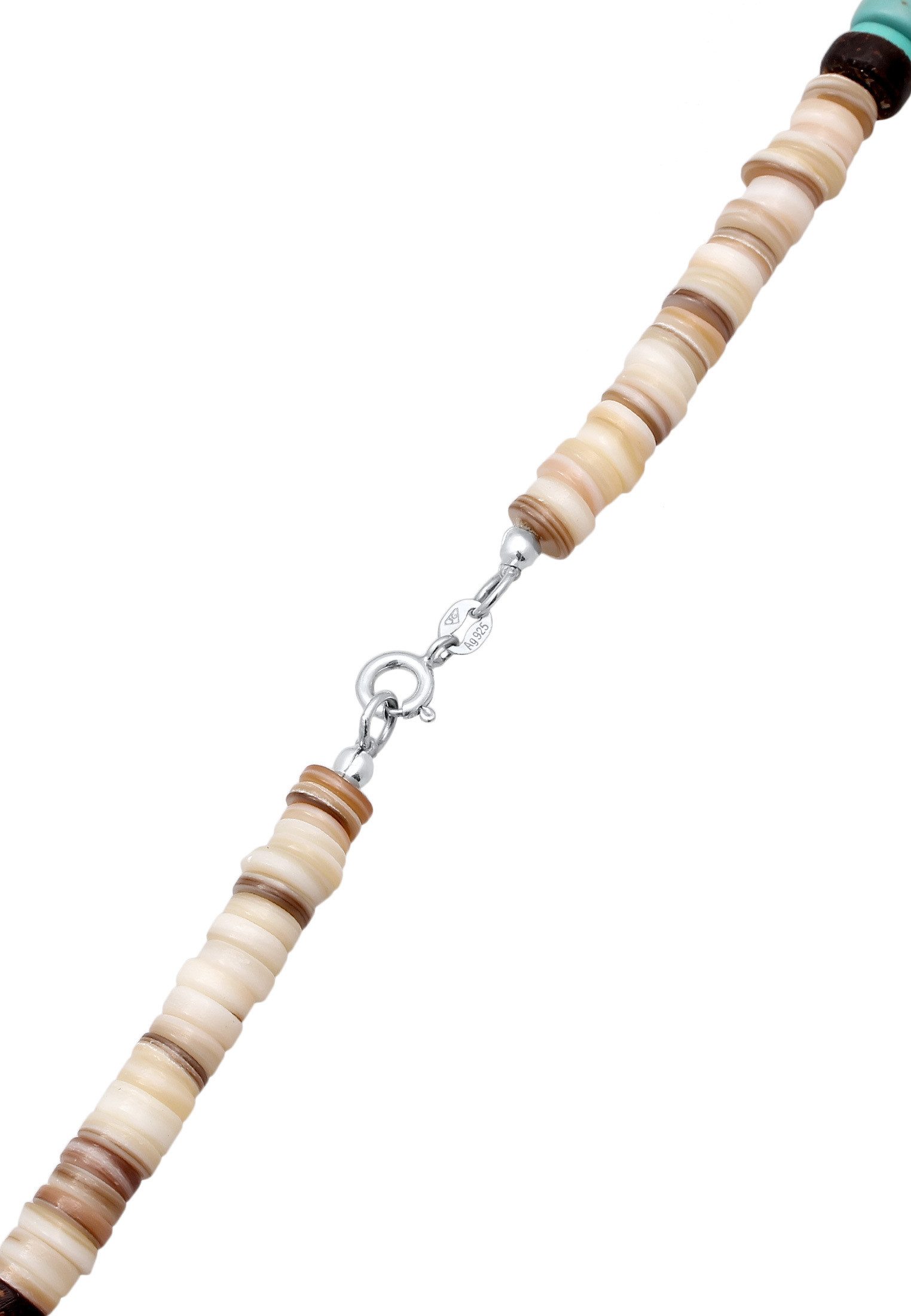 Kuzzoi Silberkette Herren Howlith Türkis Heishi Beads Vintage Surfer 925 Sterling Silber