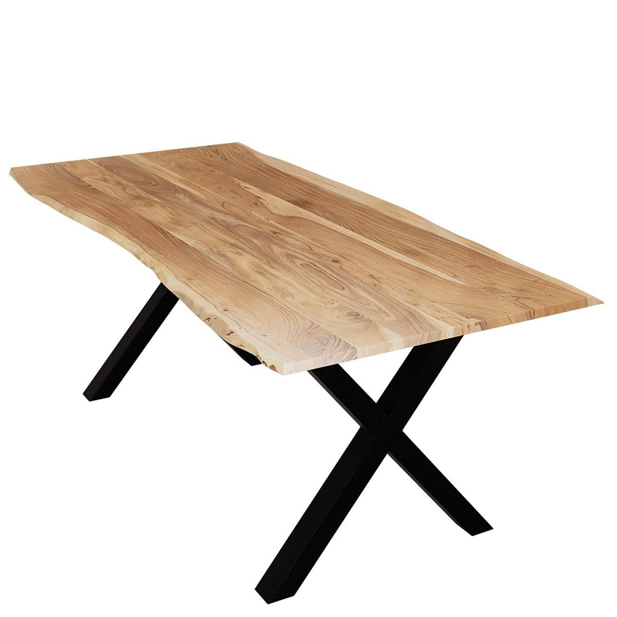 Liadomo Baumkantentisch Sammy, Esstisch, Esszimmertisch, Massivholztisch, Platte mit natürlicher Baumkante, wählbare Größen und Metallgestelle