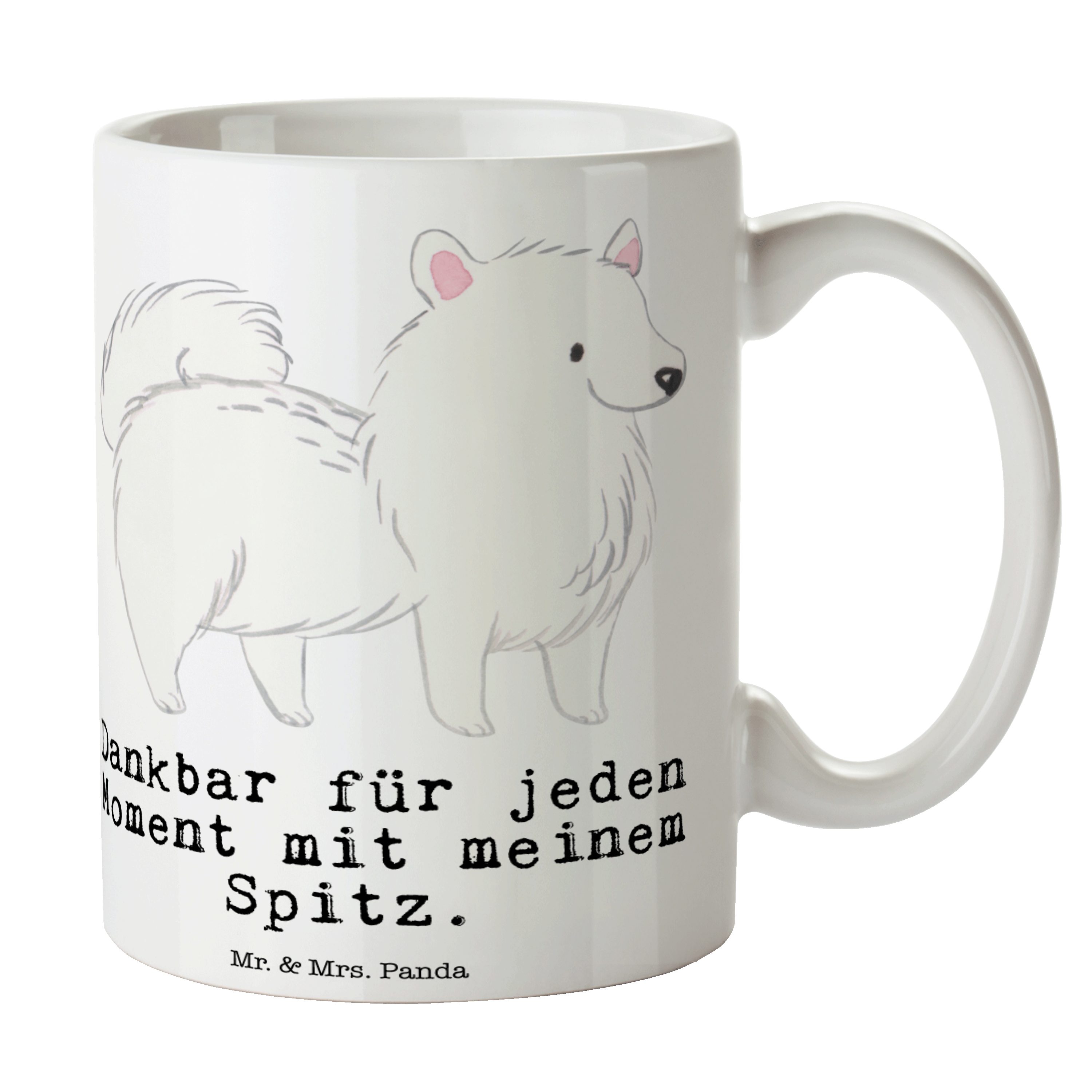Mr. & Mrs. Panda Tasse Spitz Moment - Weiß - Geschenk, Tasse Sprüche, Hundebesitzer, Becher, Keramik