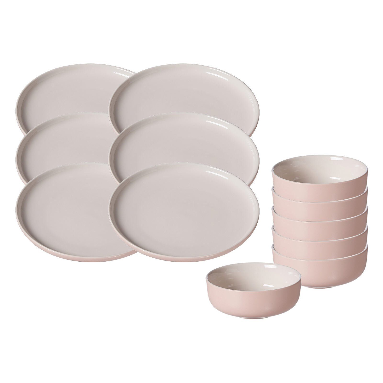 Breker Keramik Jasper Set rosa 12er Kombiservice Ritzenhoff (12-tlg), Frühstücksset &