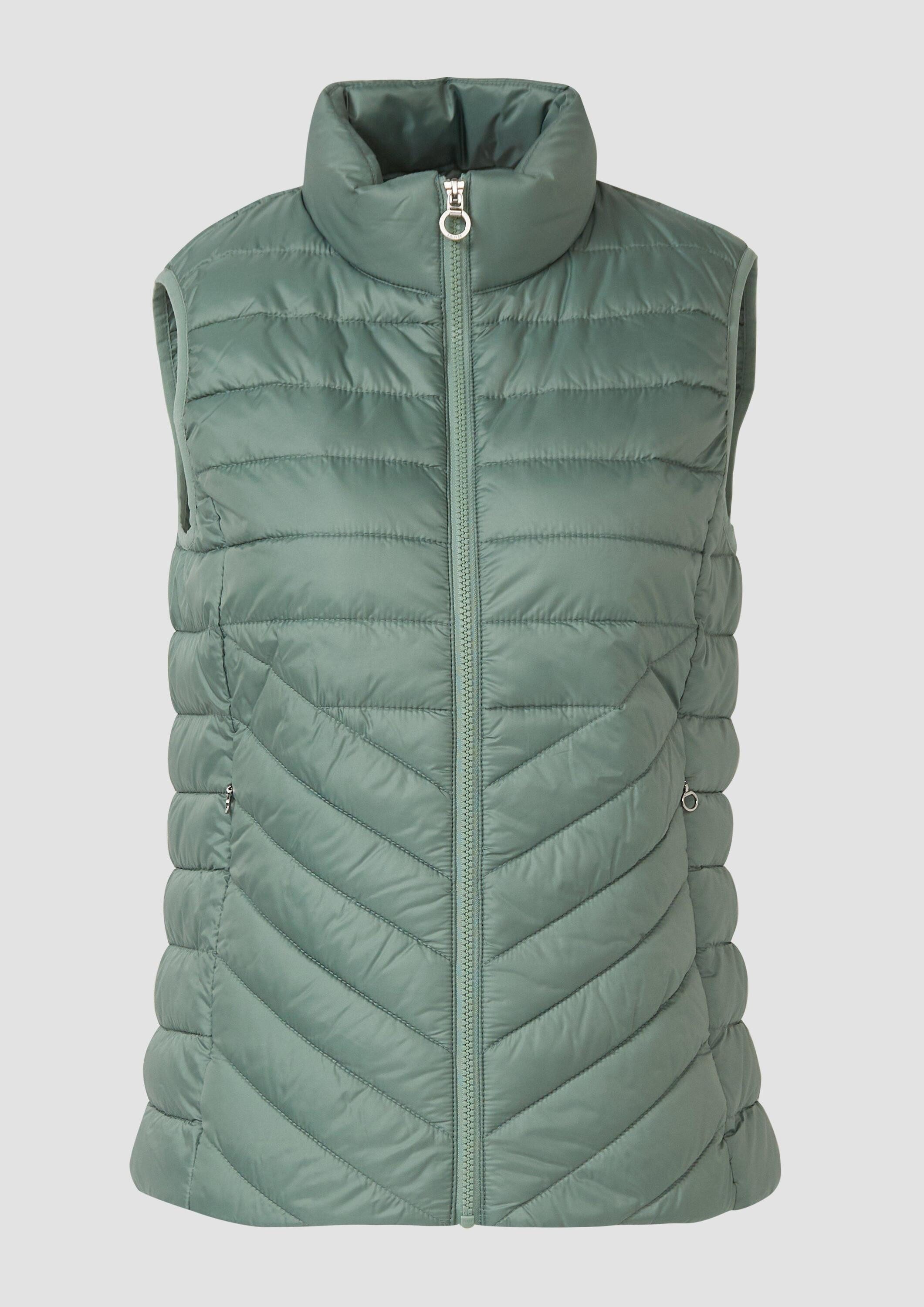s.Oliver Outdoorjacke Outdoor-Weste Leichte Steppweste mit Stehkragen und Packfunktion