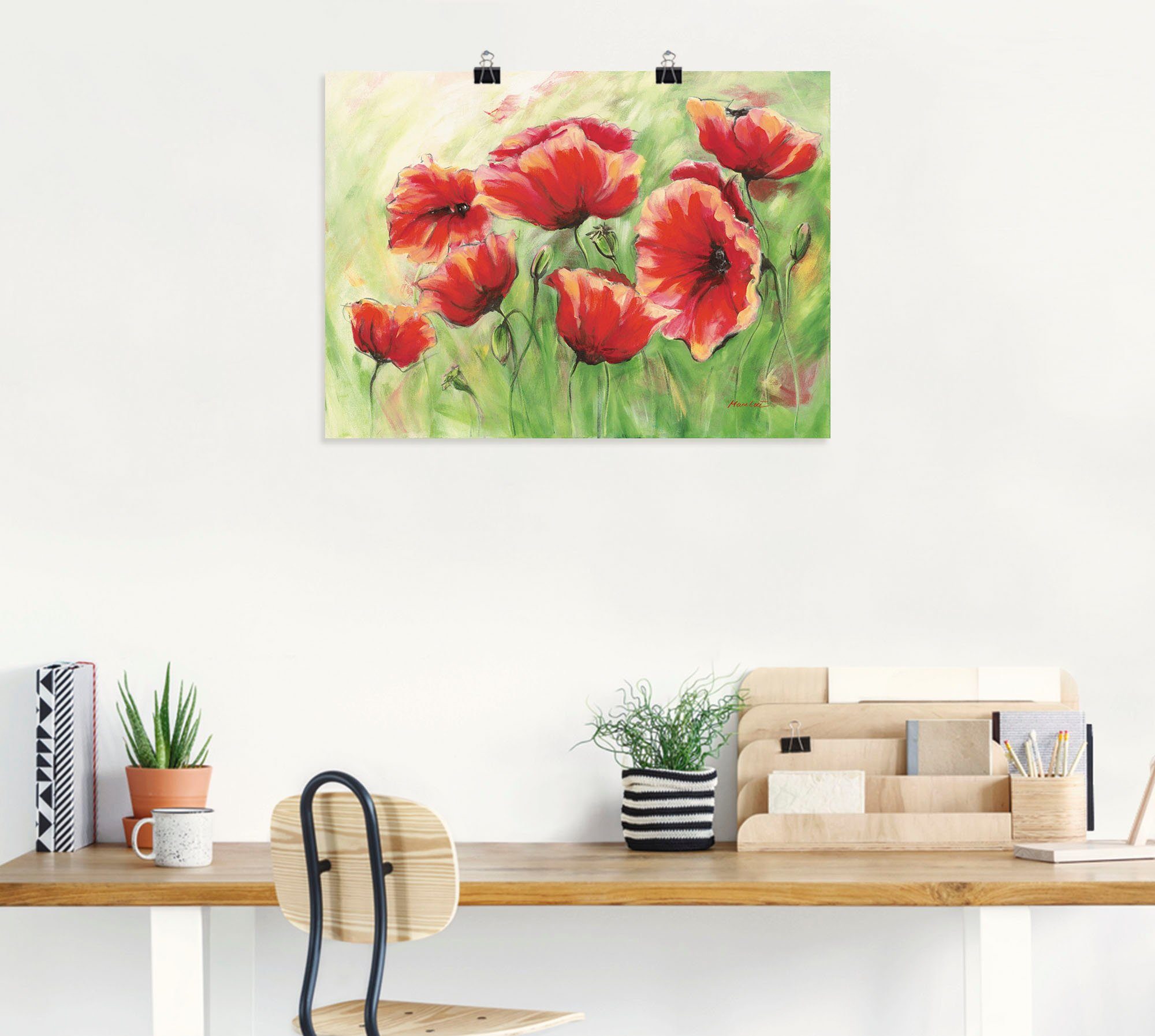 (1 Rote Poster St), Wandaufkleber versch. oder als Größen in Mohnblumen Wandbild Artland Blumen Leinwandbild, Alubild, II,