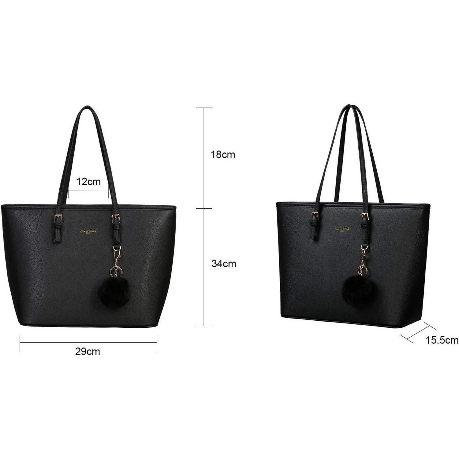 LuxusKollektion Shopper Damen Handtasche Schwarz Shopper Leder Groß Kaninchen Pelz Plüsch