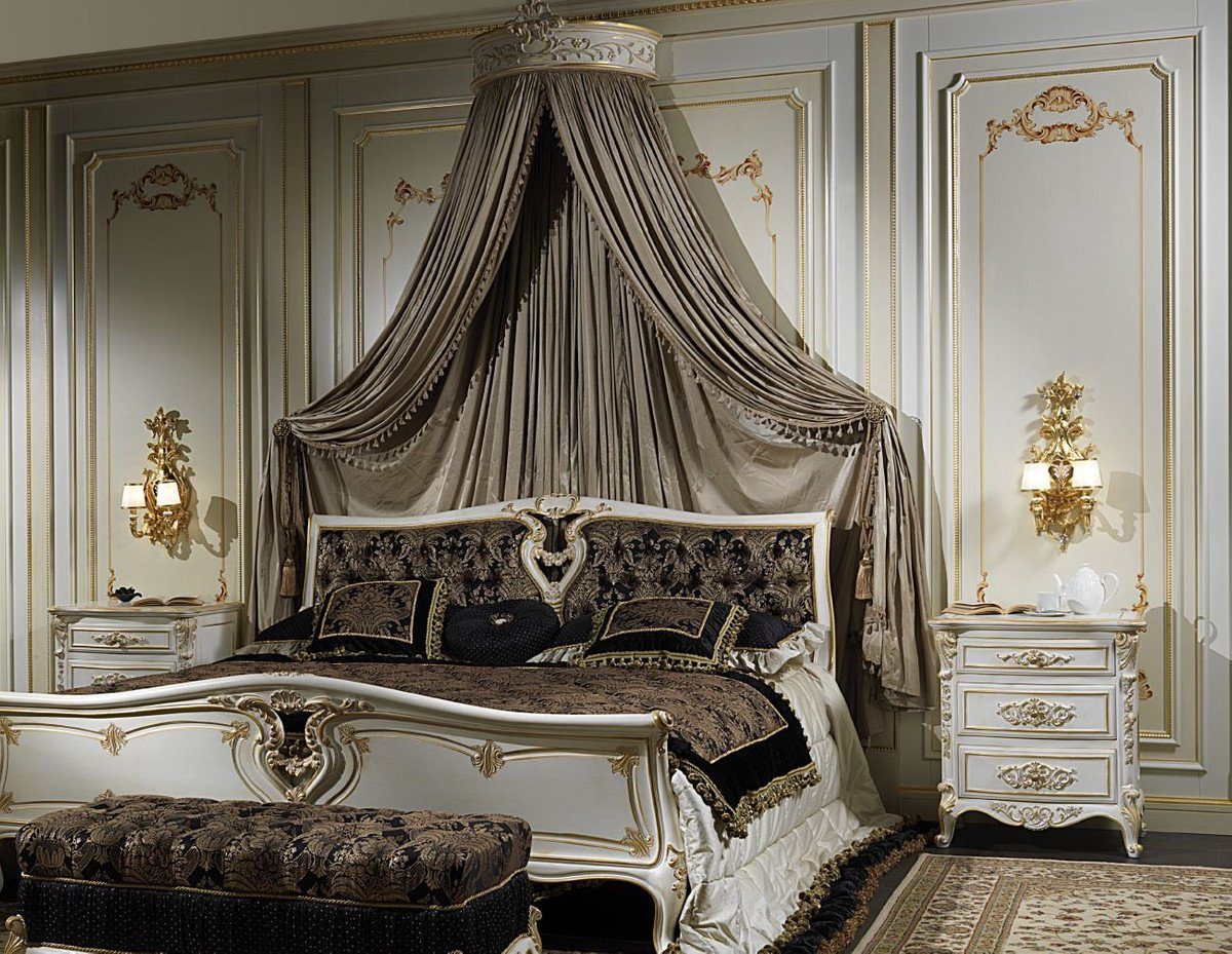 Casa Padrino Beistelltisch Gold - 56 x 72 Möbel - Italy Weiß 39 x Qualität H. Schlafzimmer - Möbel Nachttisch Made Schloss Luxus - - Luxus Möbel Nachtkommode Barock - Hotel in cm / Barock Prunkvoller