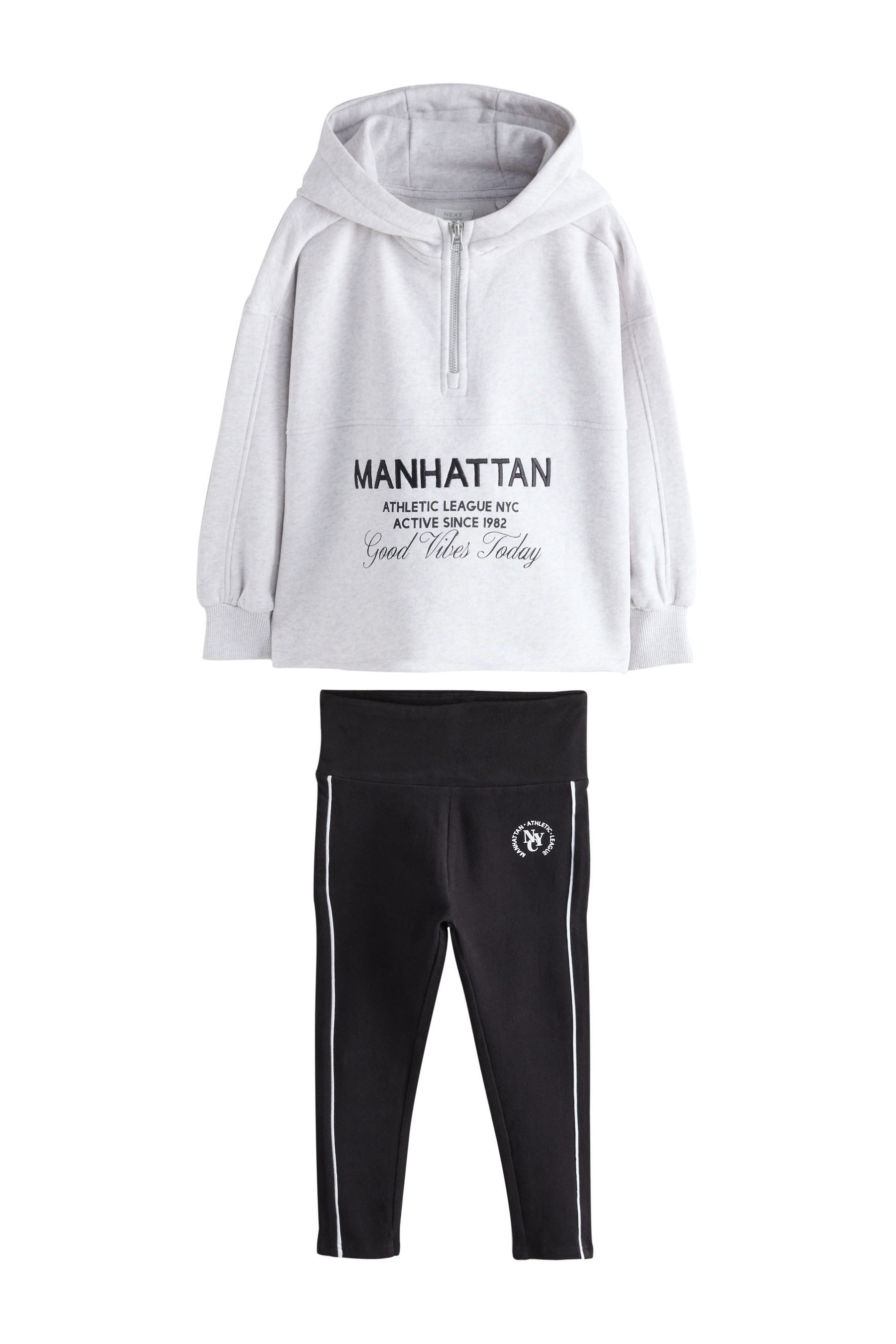 Langarmshirt & Leggings Slogan-Hoodie und Leggings im Set