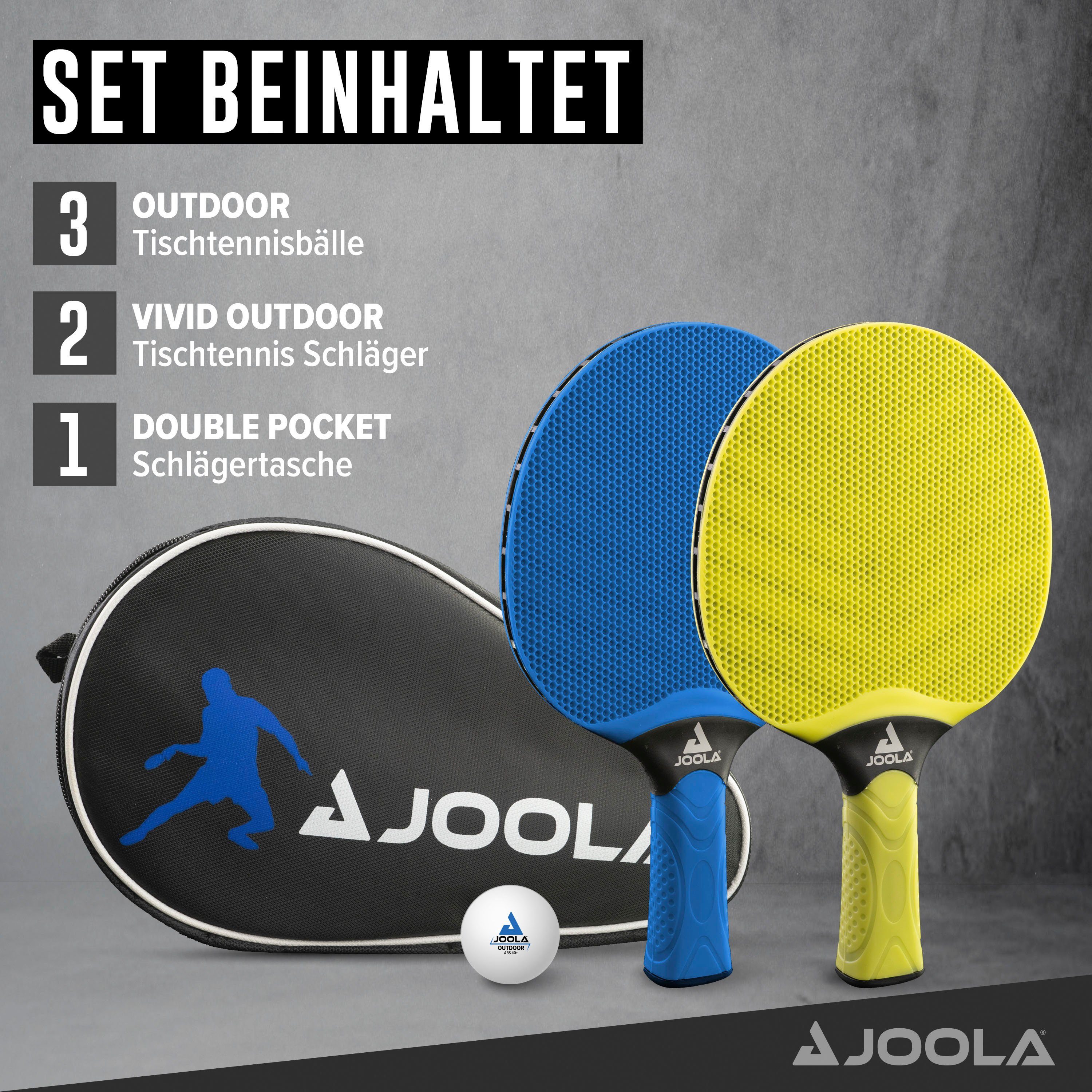 mit Tischtennisschläger VIVID Outdoor mit Bällen, Joola Schlägerhülle) (Set, 6-tlg.,