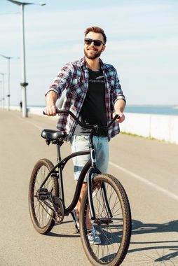 Baddery Print-Shirt Motorrad & Fahrrad T-Shirt - Geiler Typ mit Bike - Biker Fahrrad Shirt auch Übergrößen, aus Baumwolle, hochwertiger Siebdruck