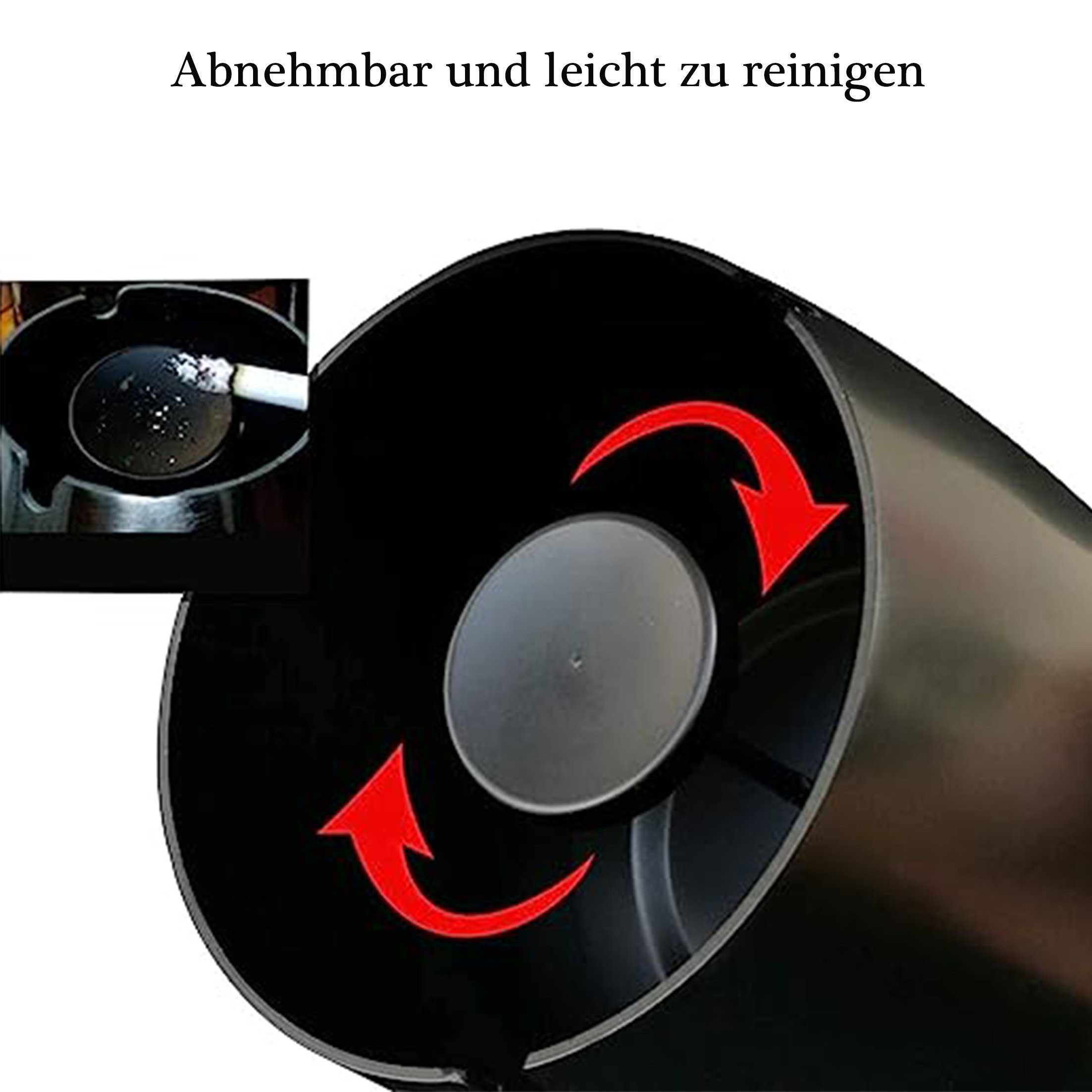 KINSI Aschenbecher Edelstahl-Aschenbecher mit Deckel – Winddicht & Geruchsneutral – Bild 4 von 5