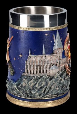 Figuren Shop GmbH Bierkrug Harry Potter Krug - Hogwarts - Bierkrug Merchandise Fanartikel, Kunststein (Polyresin), Edelstahl