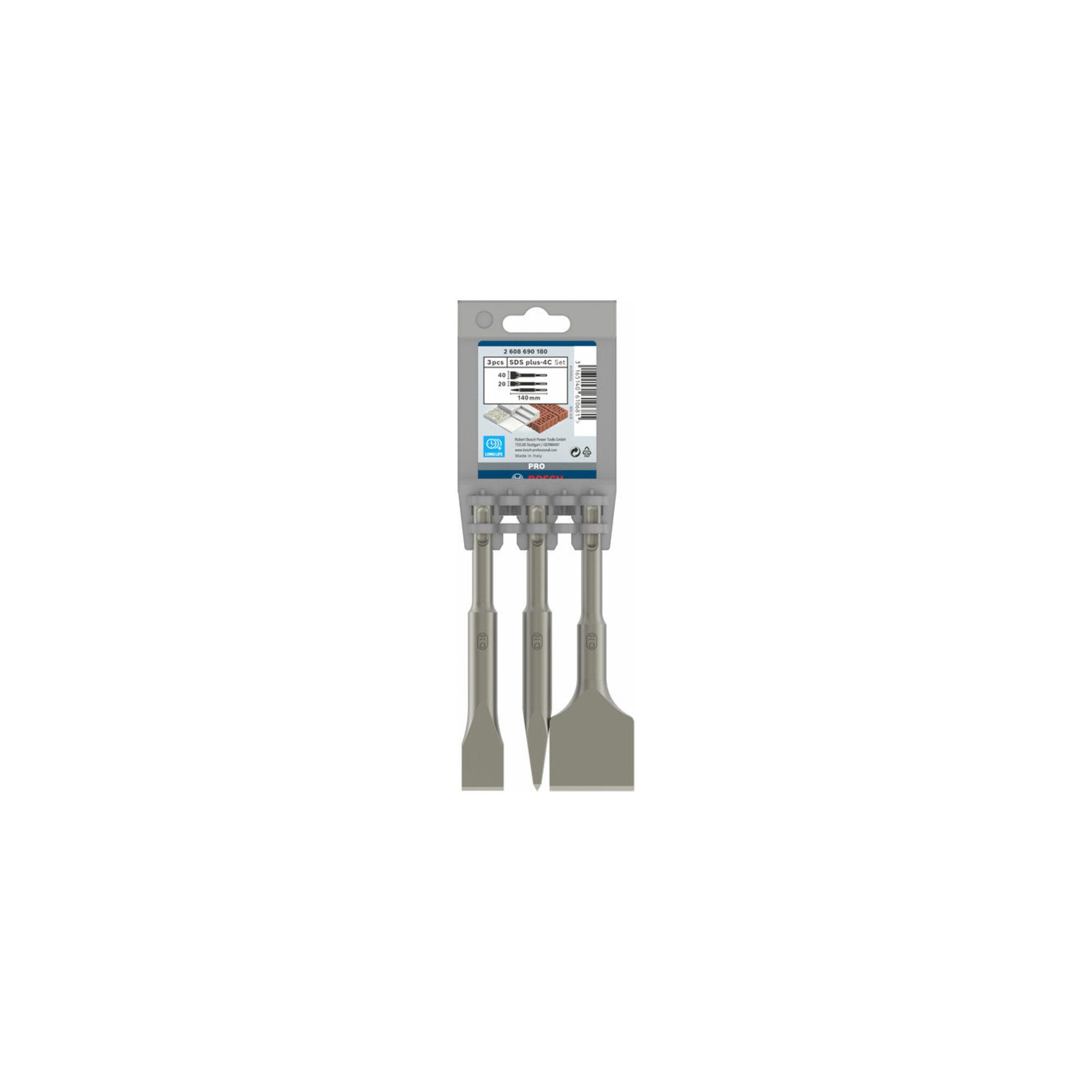Bosch Professional Meißel-Set Bosch Kurzmeißel-Set mit SDS plus, 3-teilig, 140, 140 x 20 und 140 x 4