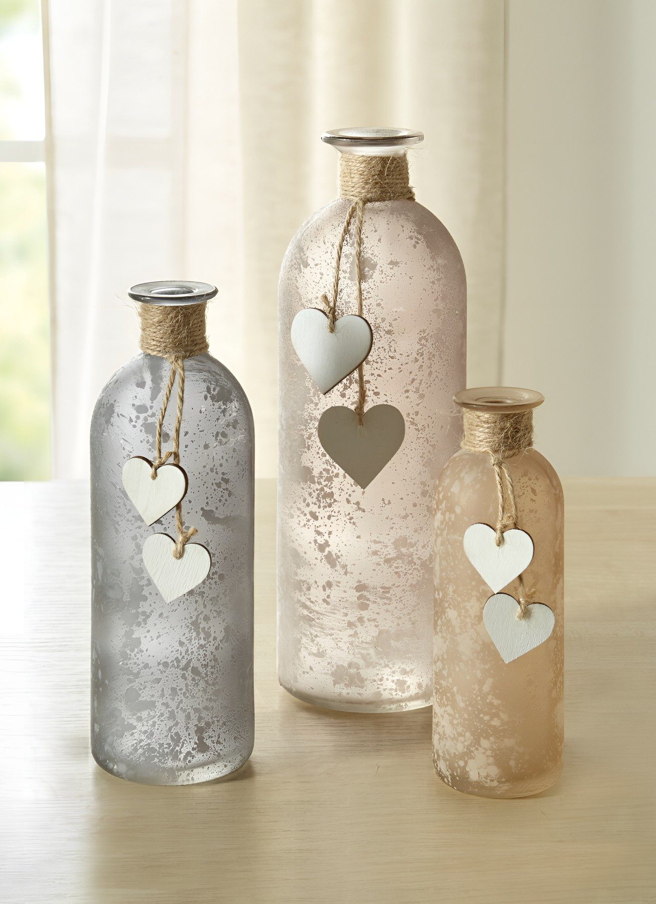 Dekoleidenschaft Tischvase "Flasche" aus satiniertem Glas, Blumenvase, Glas günstig online kaufen