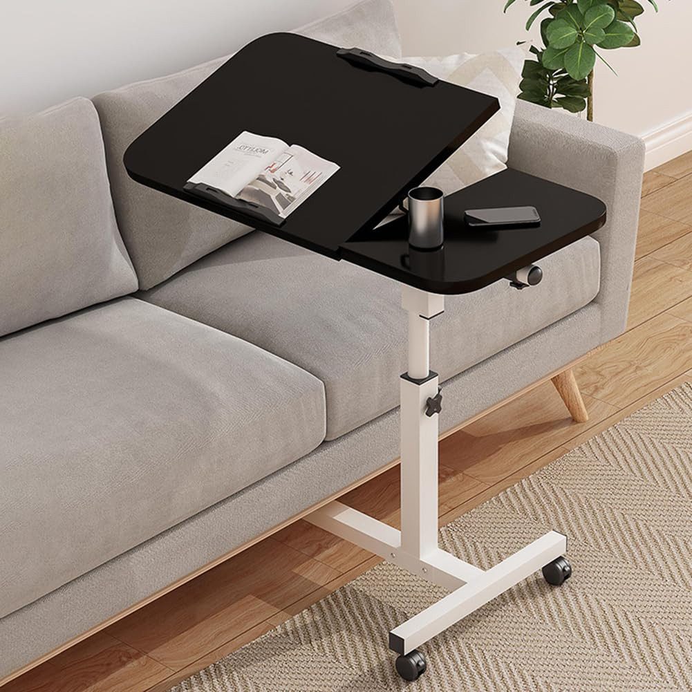 GarveeMore Schreibtisch Auf Rollen 60×40Cm Laptoptisch Höhenverstellbar Beistelltisch – Bild 2 von 5