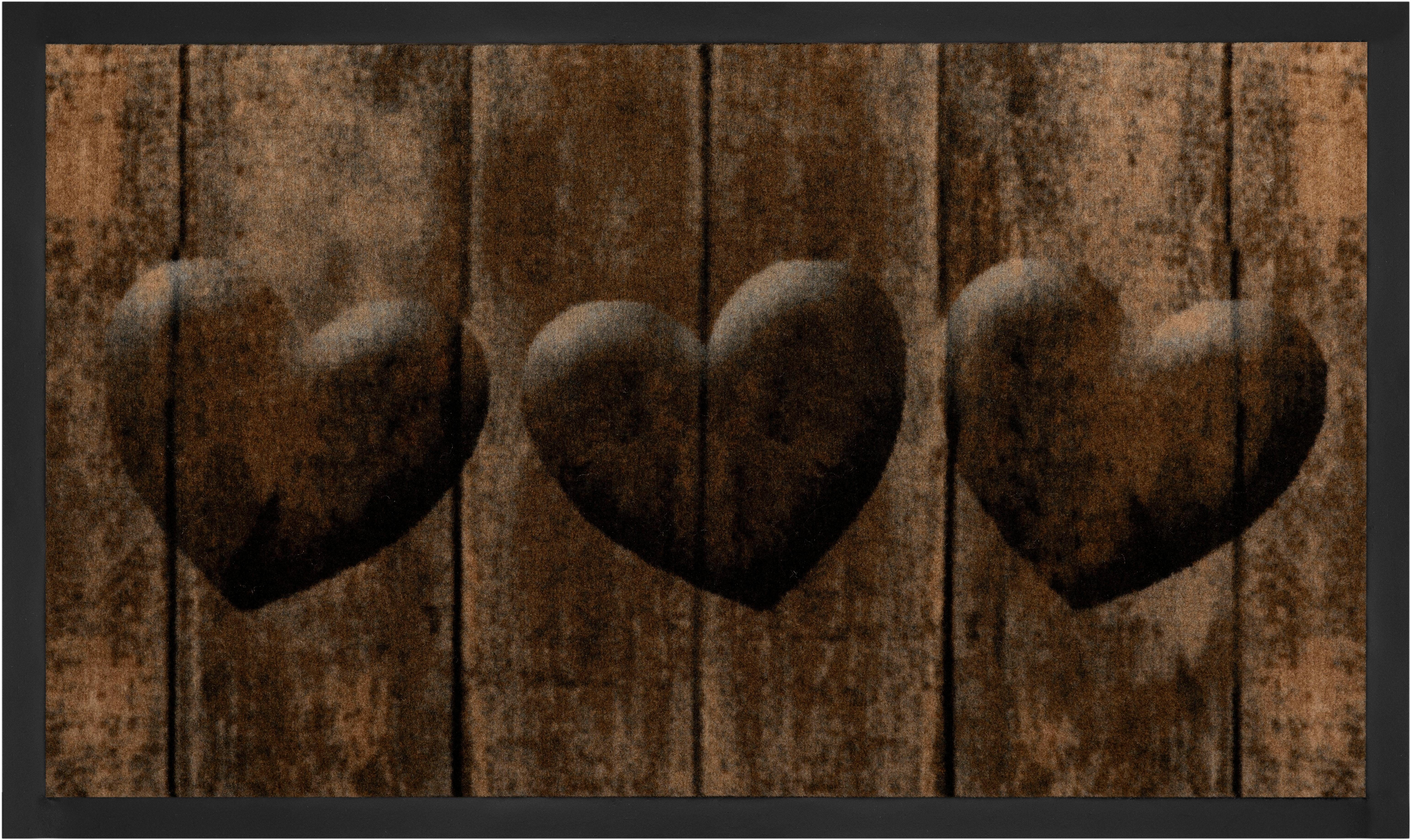 HANSE Home Fußmatte 3 Hearts, Türmatte, rechteckig, Höhe: 5 mm, Herzen Motiv, waschbar, Schmutzfangmatte, Outdoor, Innen, Rutschfest