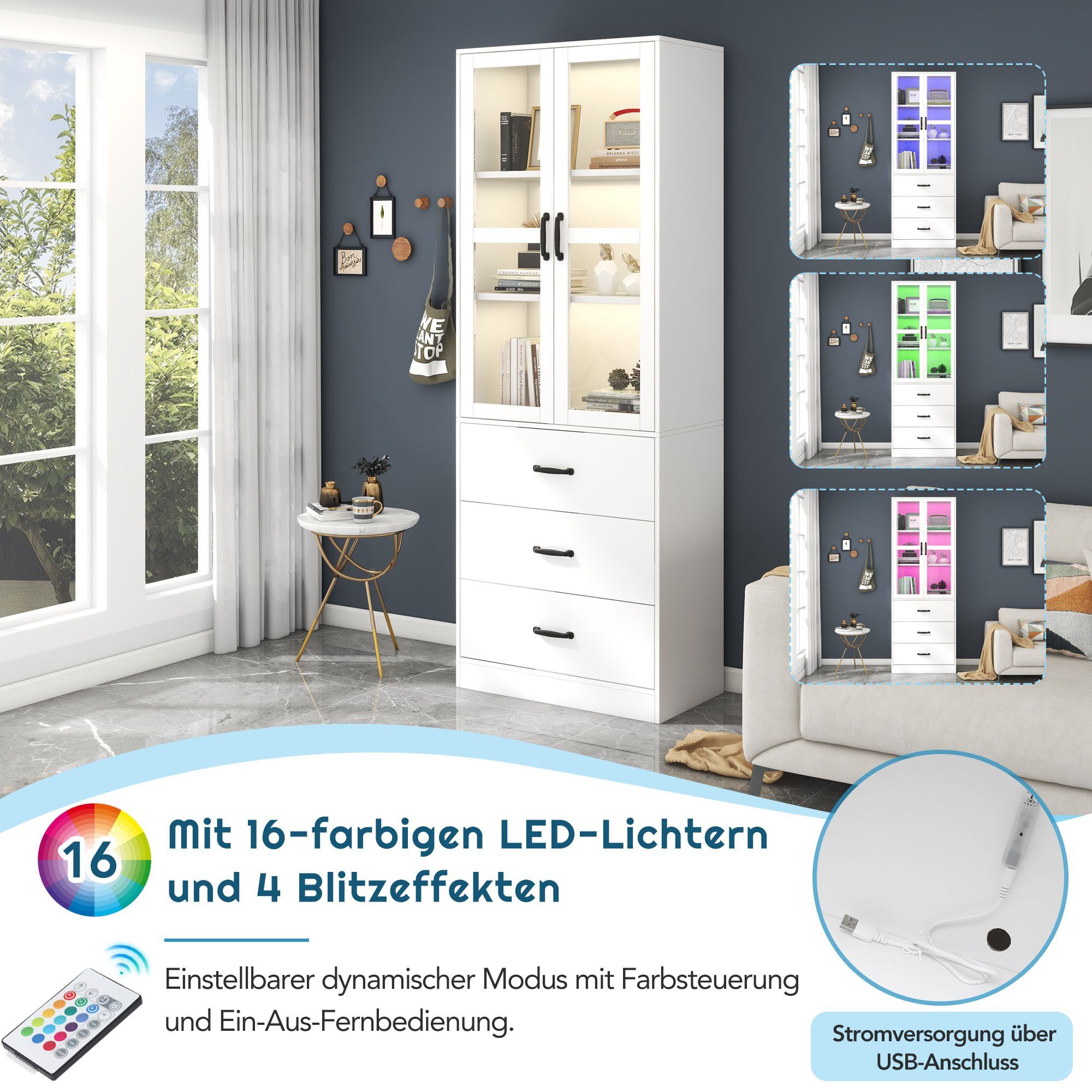Merax Vitrine mit Glastüren und verstellbaren günstig online kaufen