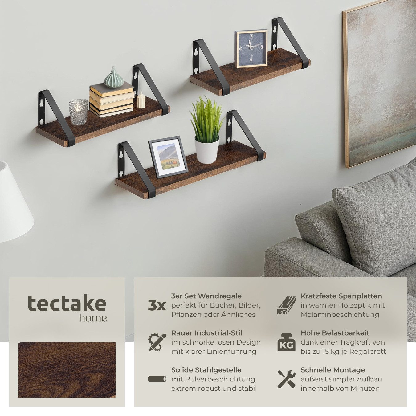 tectake Wandregal 3er Set Wandregal, Set günstig online kaufen