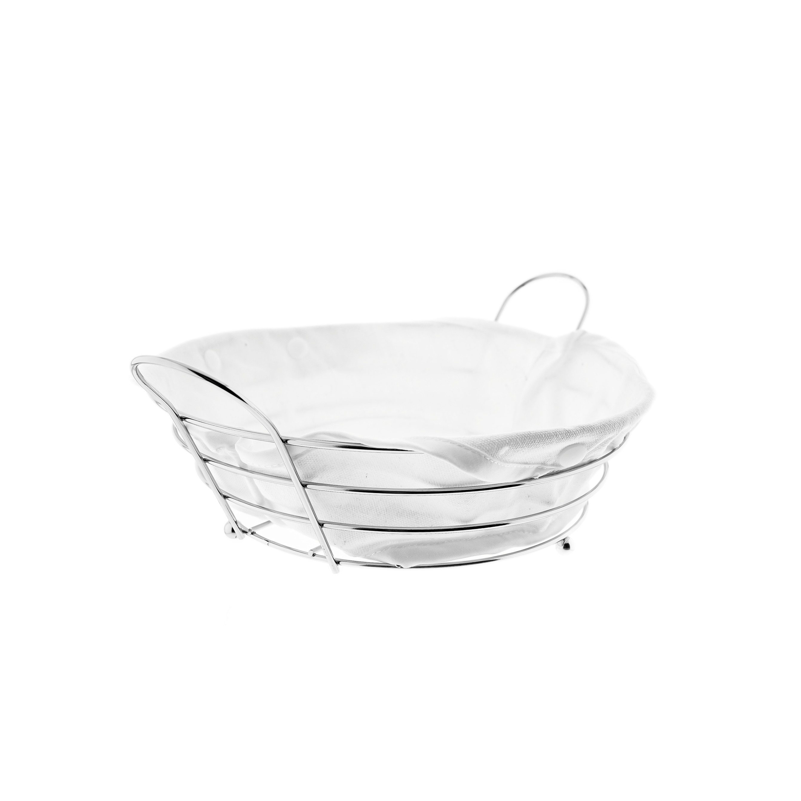 Sunay Brotkorb in Silber Edelstahl mit cremeweißem Baumwolltuch Brotbehälter