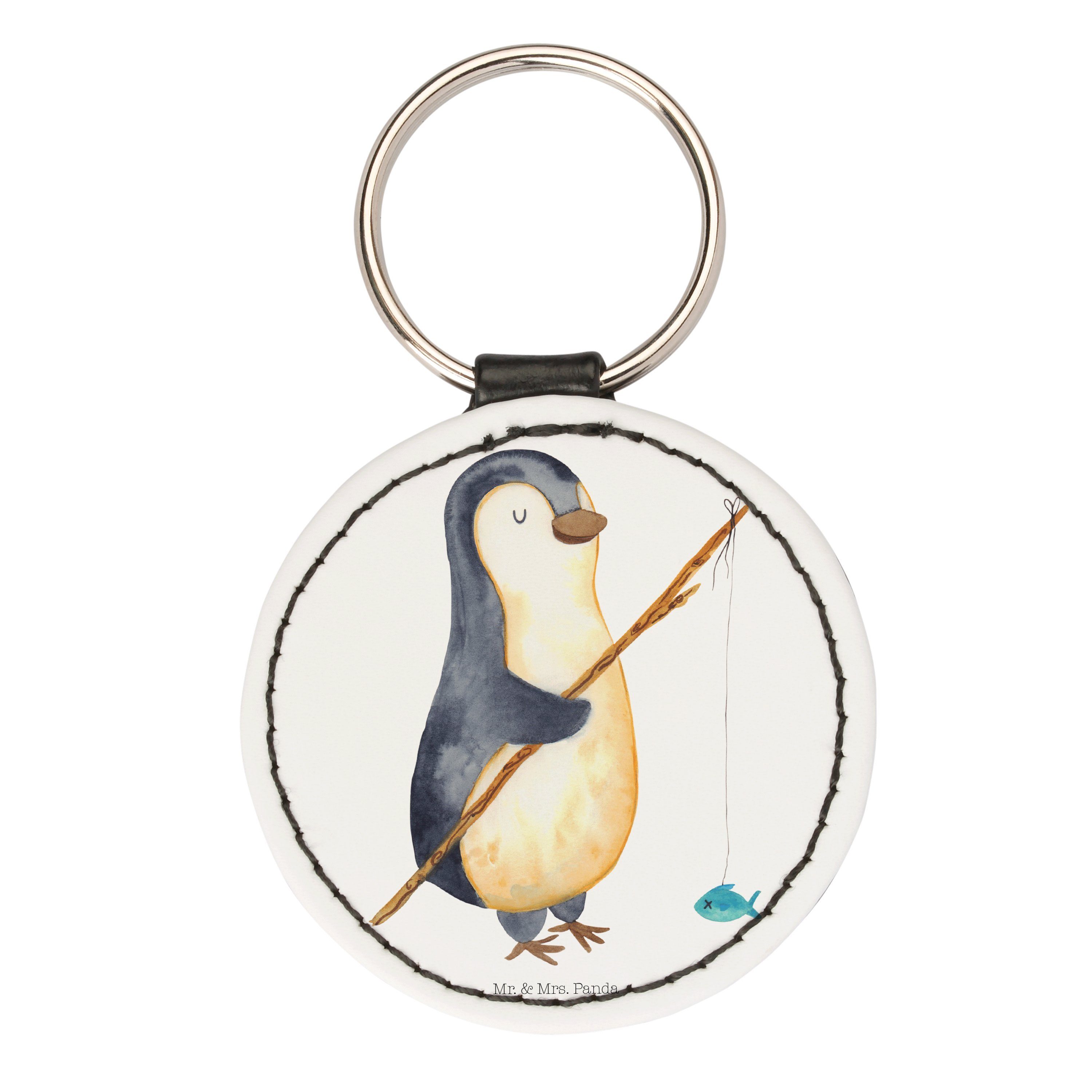 Mrs. Geschenk, Mr. - Pinguin Wochenende, & Glücksbringer, (1-tlg) N Angel, Angler Schlüsselanhänger Weiß - Panda