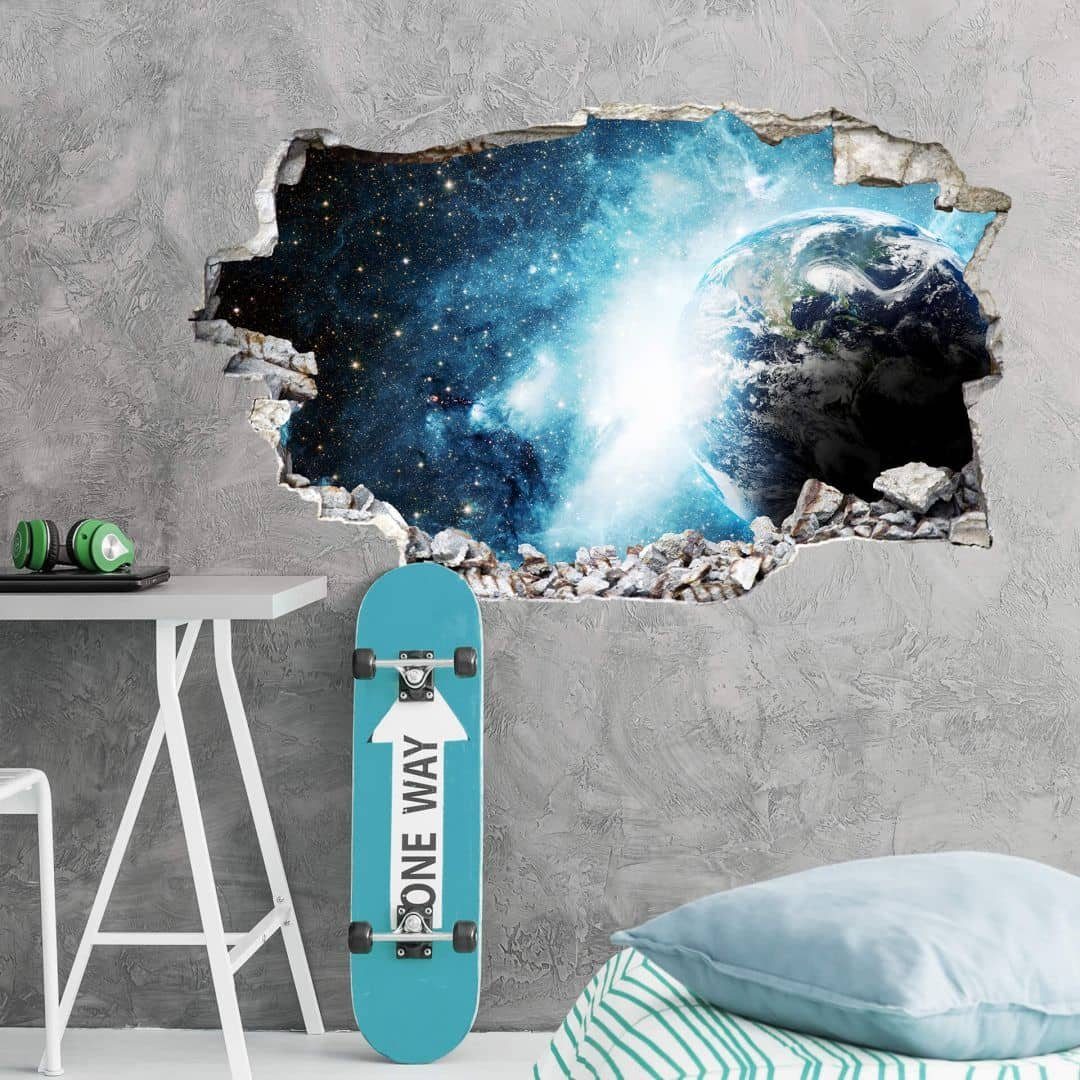 K&L Wall Art Wandtattoo 3D Aufkleber Weltraum Wandsticker ferne Galaxie Kinderzimmer, Mauerdurchbruch Wandbild selbstklebend