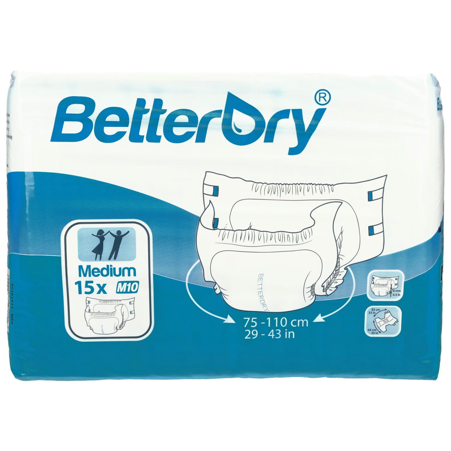 BetterDry Windeln Inkontinenzslip M10 75-110 cm 15St PZN 11314150