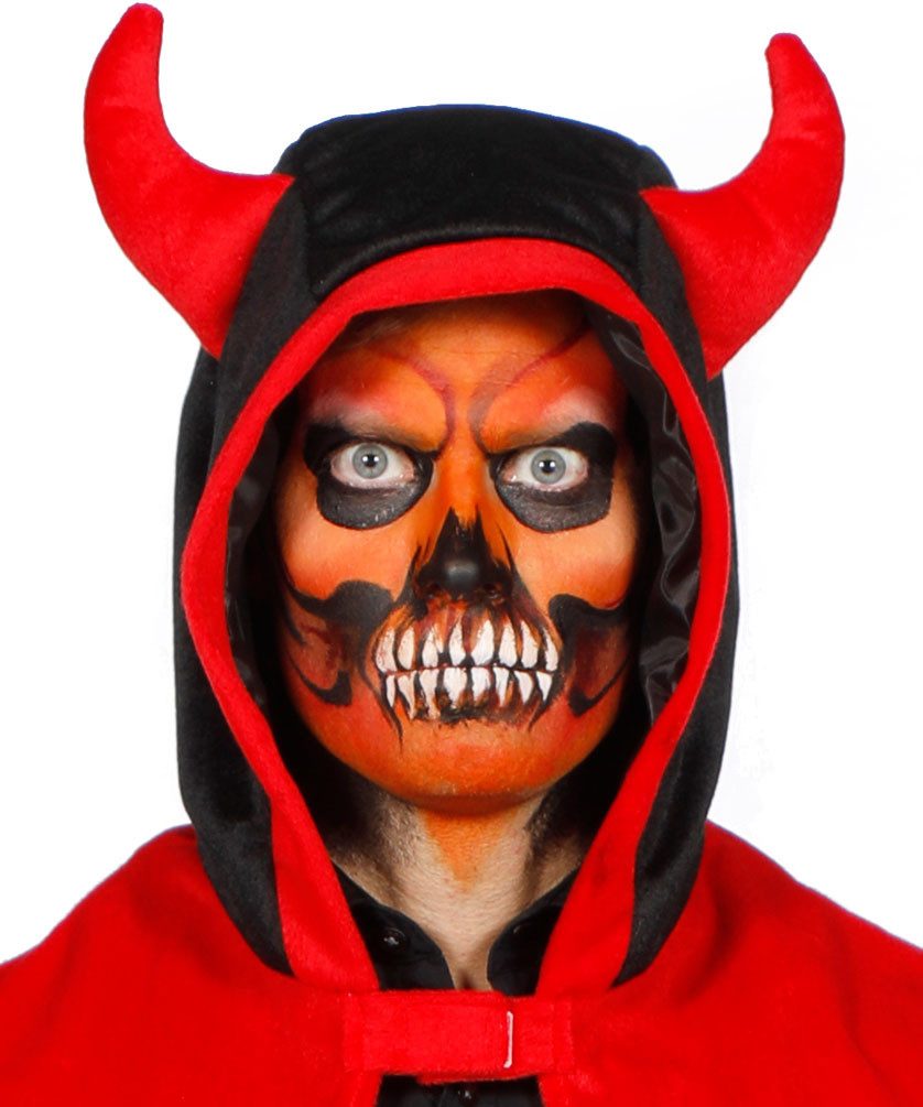 Karneval-Klamotten Teufel-Kostüm Roter Teufelsumhang für Erwachsene mit Kapuze, Cape Umhang Herrenkostüm Damenkostüm Halloween Karneval