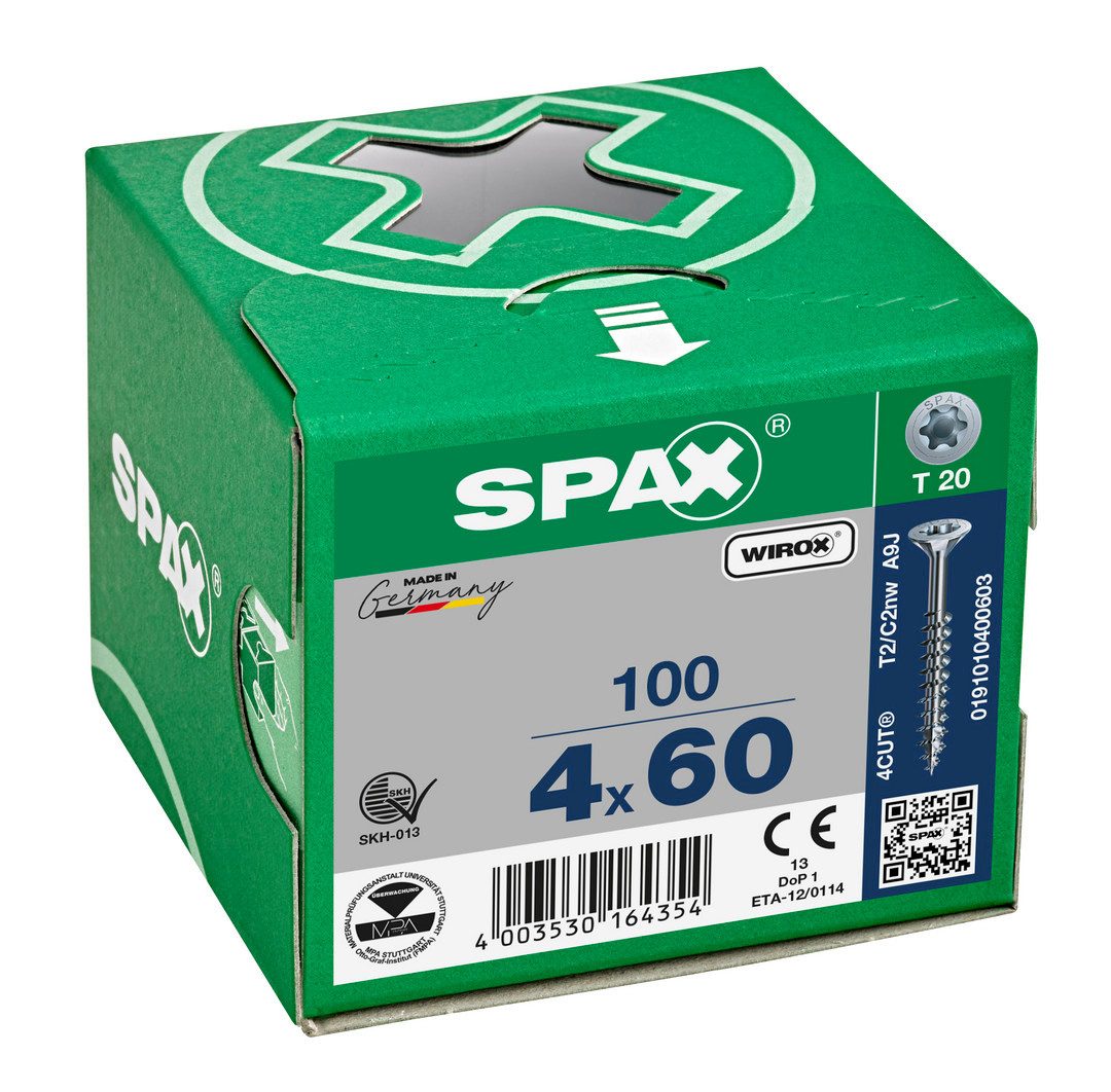 SPAX Schraube Schraube, Senkkopf, WIROX, T-STAR plus TX 20, Teilgewinde, (100 St)