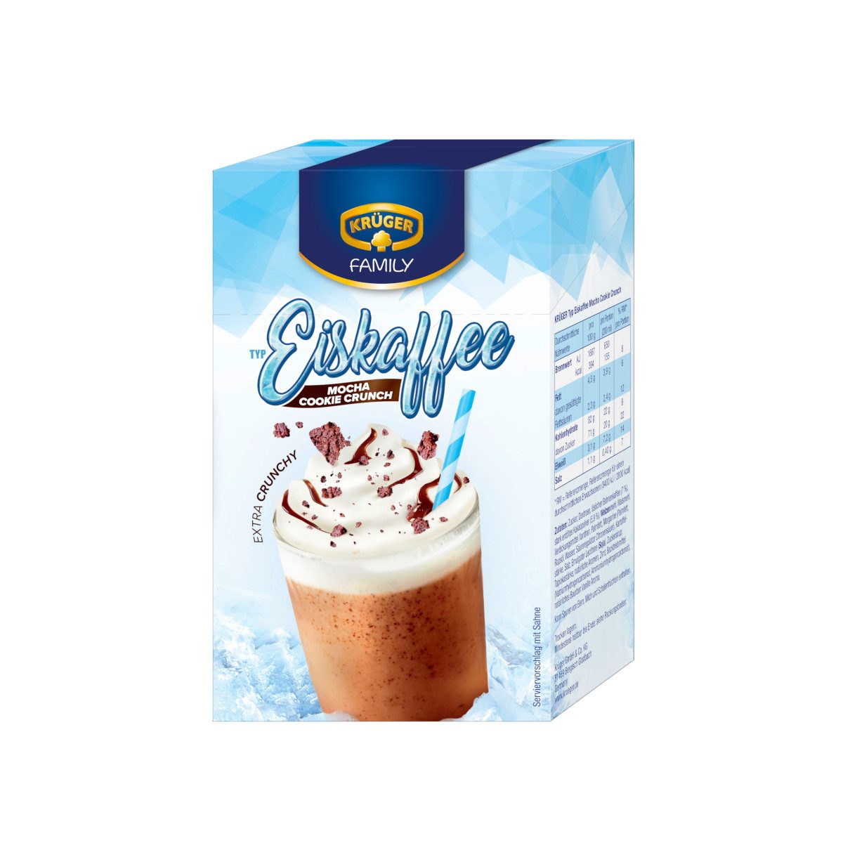 Krüger Kaffee, Krüger Eiskaffee Mocha Cookie Crunch Instantpulver 10x15g Packung 150g