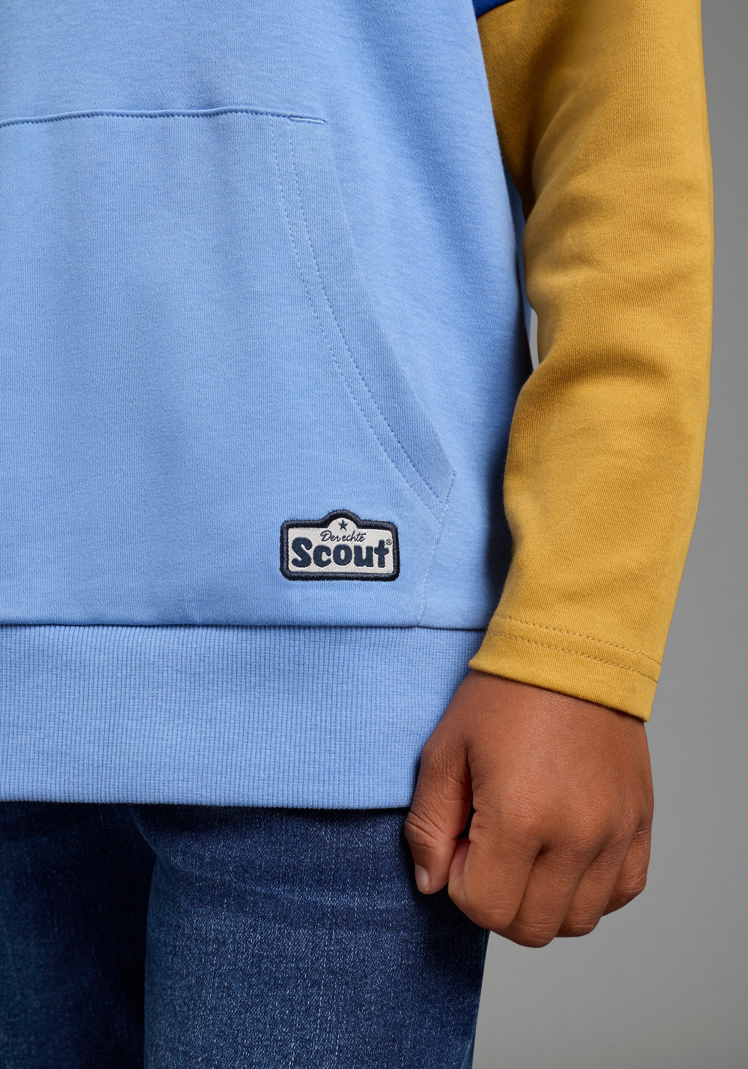 Scout Kapuzenshirt Shirt in colorblocking design - NEU von SCOUT hüftlang geschnitten, Langarm, mit Kängurutasche