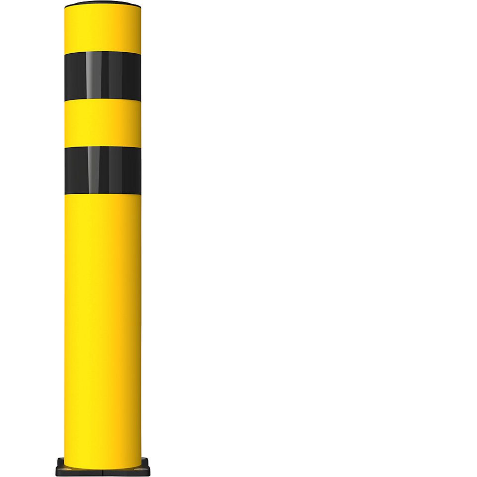 kaiserkraft Absperrpfosten, Edelstahl Bodenplatte gelb