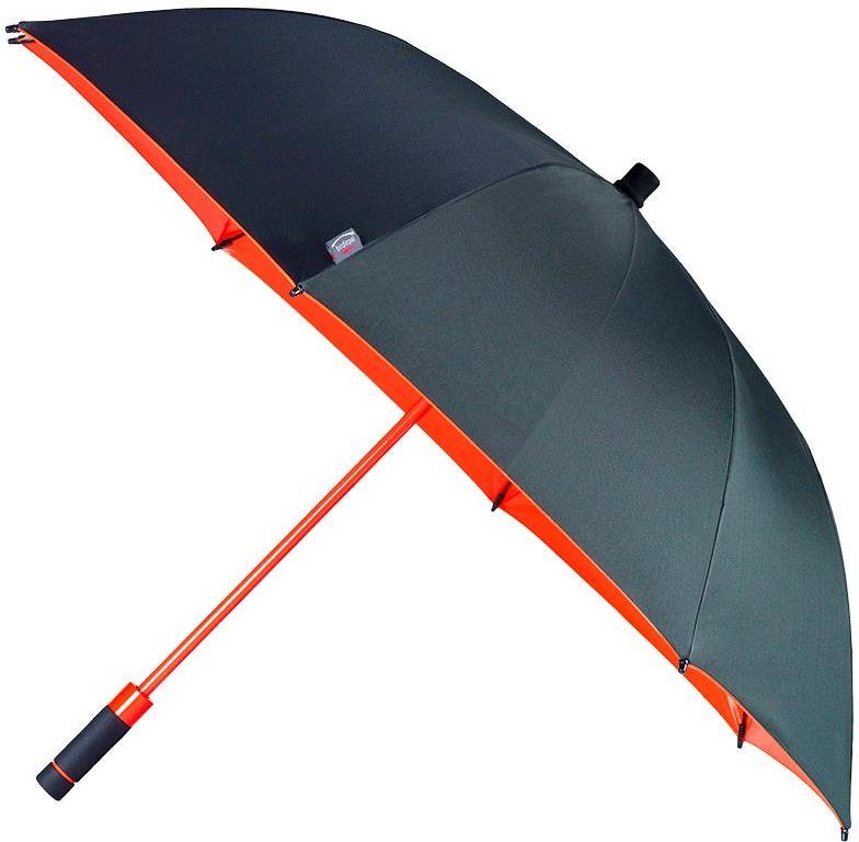 EuroSCHIRM® Stockregenschirm birdiepal® seasons, schwarz/orange, schwarz / orange, Automatik, Schultertragegurt, UV-Schutz 50+