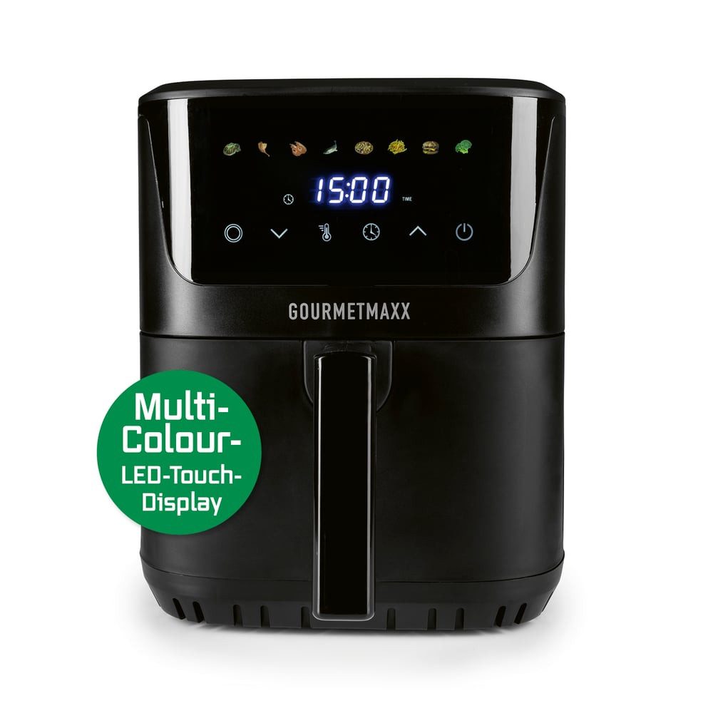 GOURMETmaxx Heißluftfritteuse GOURMETmaxx Heißluft-Fritteuse 1600W schwarz Digital 6,5l, 1600 W, GOURMETmaxx Heißluftfritteuse 6,5 Liter