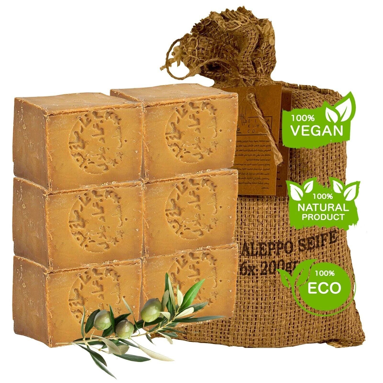 Sibastore Seifen-Set Aleppo-seife Naturseife Bio Duschseife Seife Beauty Körperpflege, 6-tlg., Anti-Aging, volumenverstärkend, lang anhaltend, feuchtigkeitsspendend