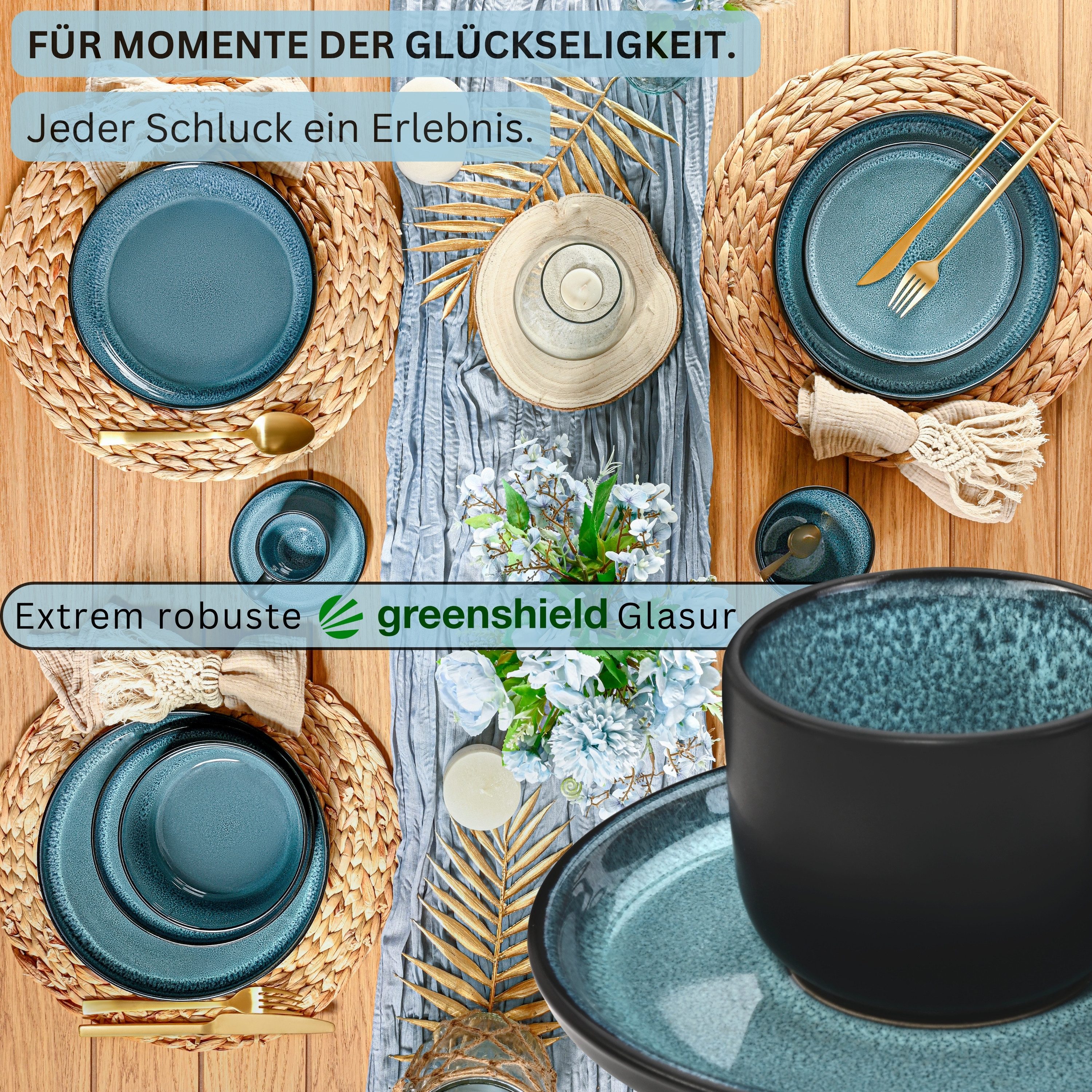 SÄNGER Espressotasse Vigo, 12-tlg., Steingut, Blau-Schwarz, 80 ml, Erweiterbar, Handmade, VALUE COLLECTION