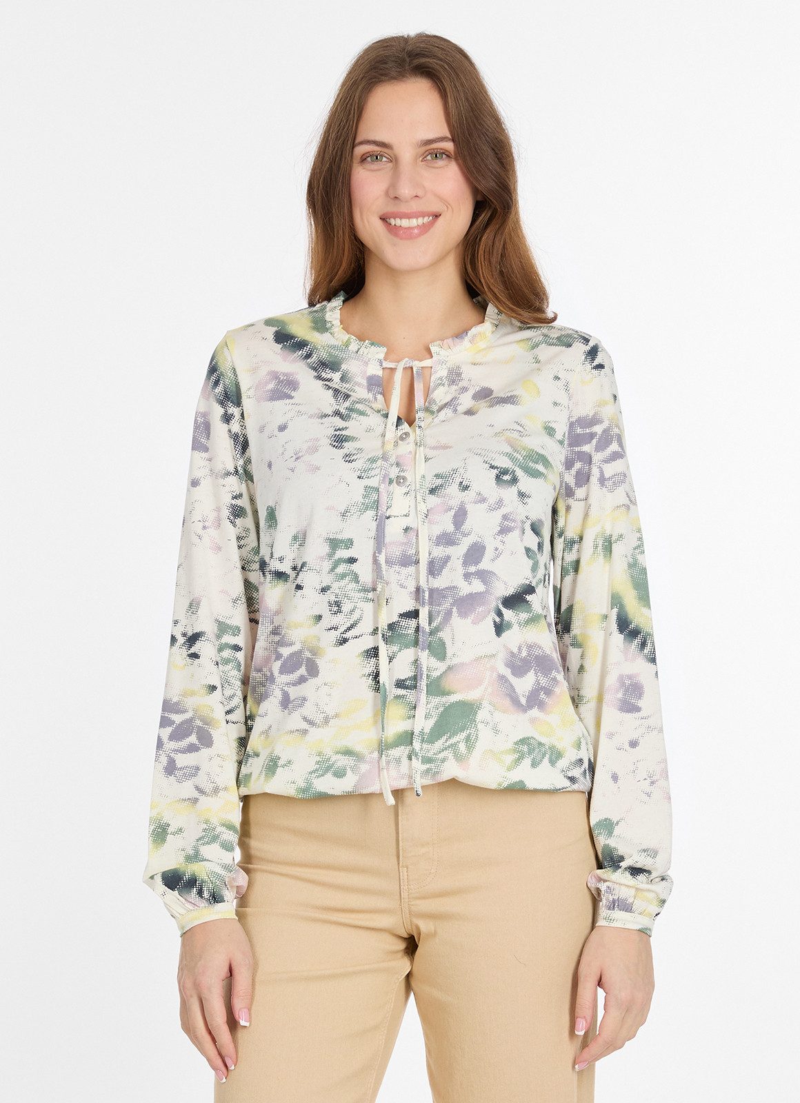 Ragwear Langarmshirt ONELIA PRINT mit Rundhalsausschnitt, aus Baumwolle und Modal, in Jersey-Qualität