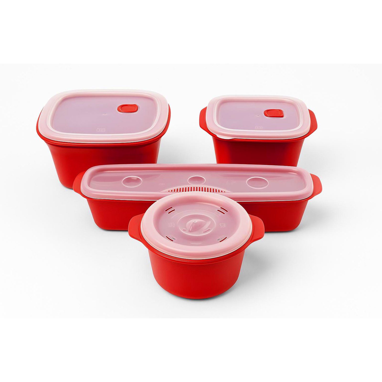 HAC24 Mikrowellenbehälter Mikrowellengeschirr Set, 2x Mikrowellen Dampfgarer 1,5 & 2,8L 1x Reiskocher 1L 1x Nudelkocher