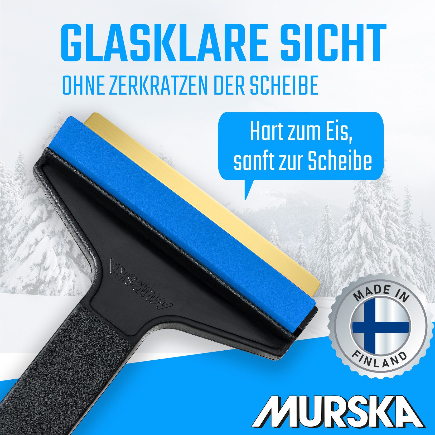 L & P Car Design Car Ice Scraper Brass - Fast & Effortless - 2x Professional Car Windscreen Scrapers Made of Premium HIPS - Brass Blade & Rubber Lip - Murska from Finland