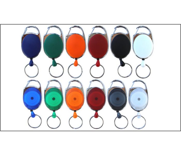 Kranholdt Schlüsselanhänger Ausweishalter / Ausweisclip ovale Form Metallumrandung Schlüsselring - 100 Stück