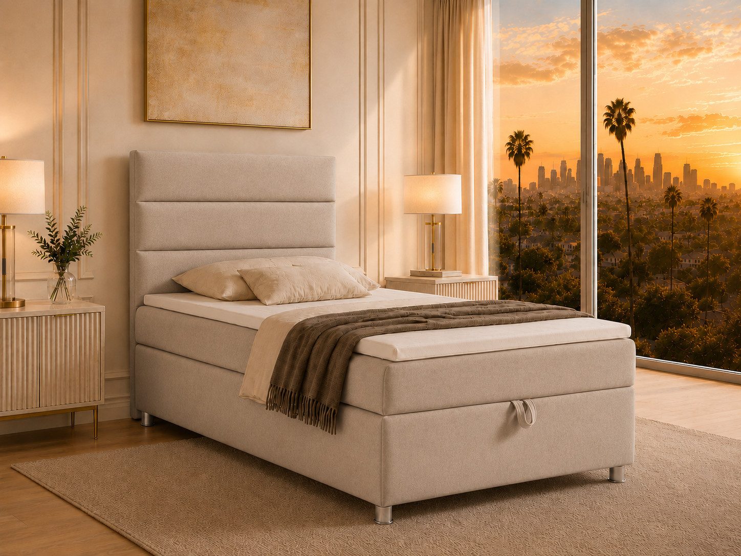 Best for Home Boxspringbett K-4 mit Stauraum, Topper & Bonellfederkern (Komplettset, 1-St., Boxspringbett inklusive Matratze und Topper), ca. 5 cm PUR-Schaum-Topper