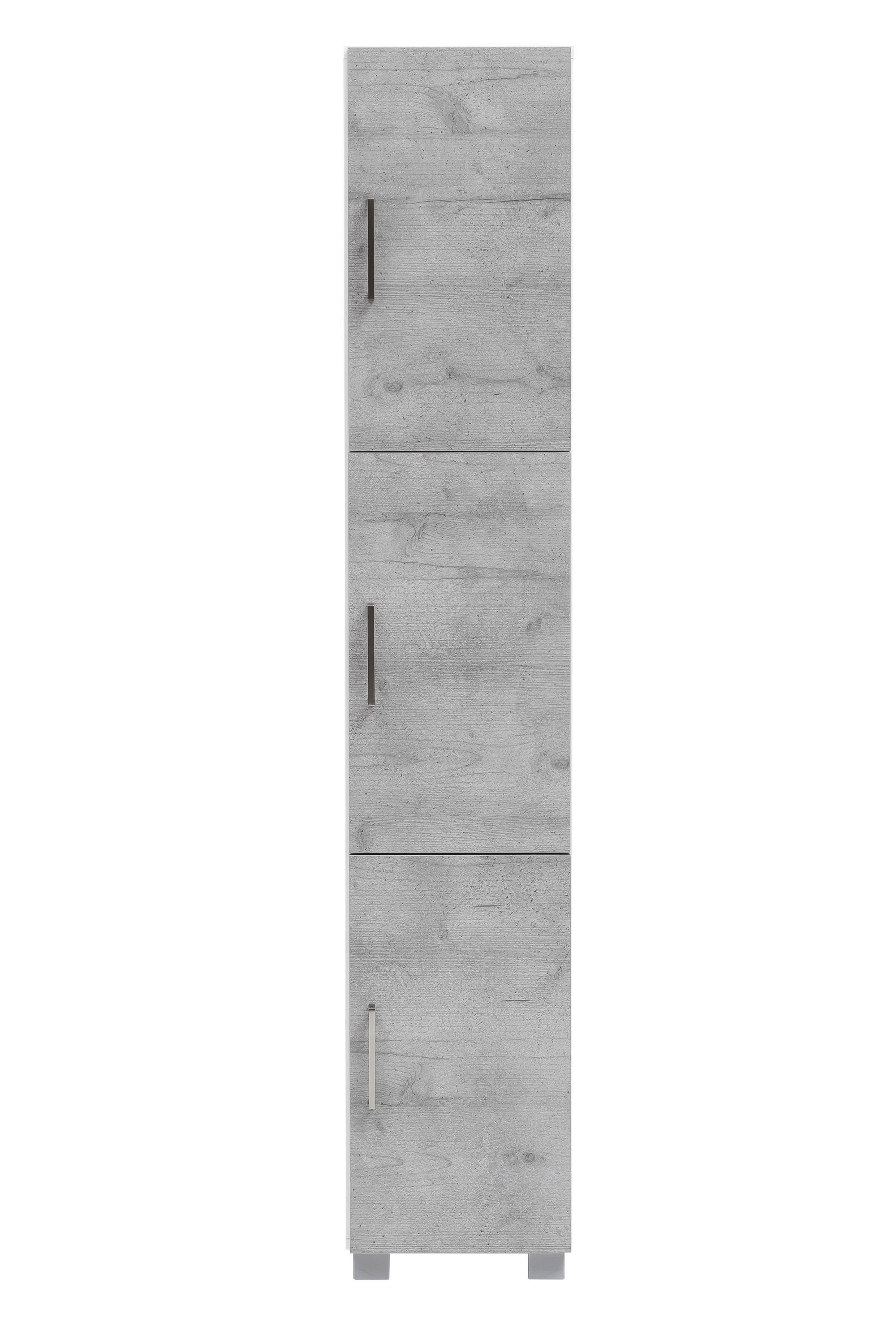 Schildmeyer Hochschrank Samuel (Kein Metallgriffe, Set) Grau Böden Kunststofffüße, Ablagen, Schrankfächer, verstellbare