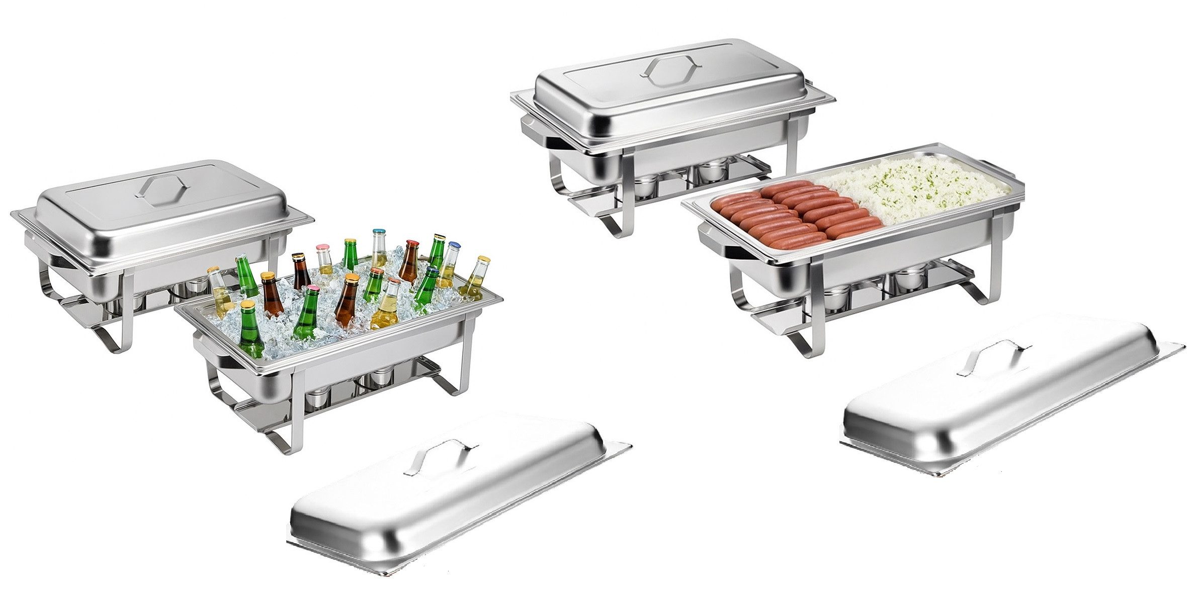 Rungassi Schüssel 2 x Warmhaltebehälter Speisenwärmer Wärmebehälter Buffetwärmer, Edelstahl