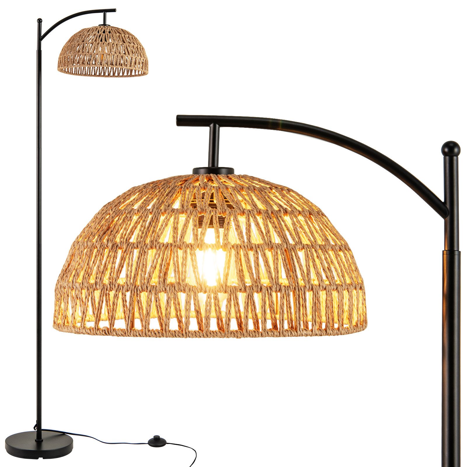 COSTWAY Stehlampe, 160cm hoch, mit hängendem Lampenschirm & Fußschalter günstig online kaufen