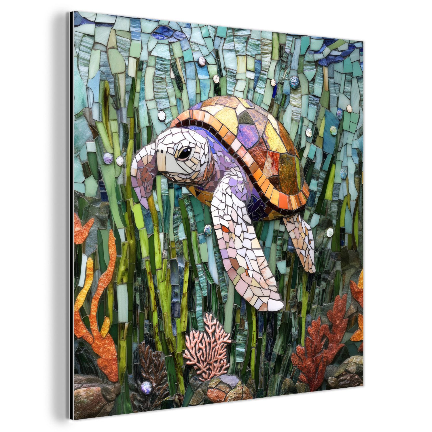 MuchoWow Metallbild Schildkröte - Seegras - günstig online kaufen