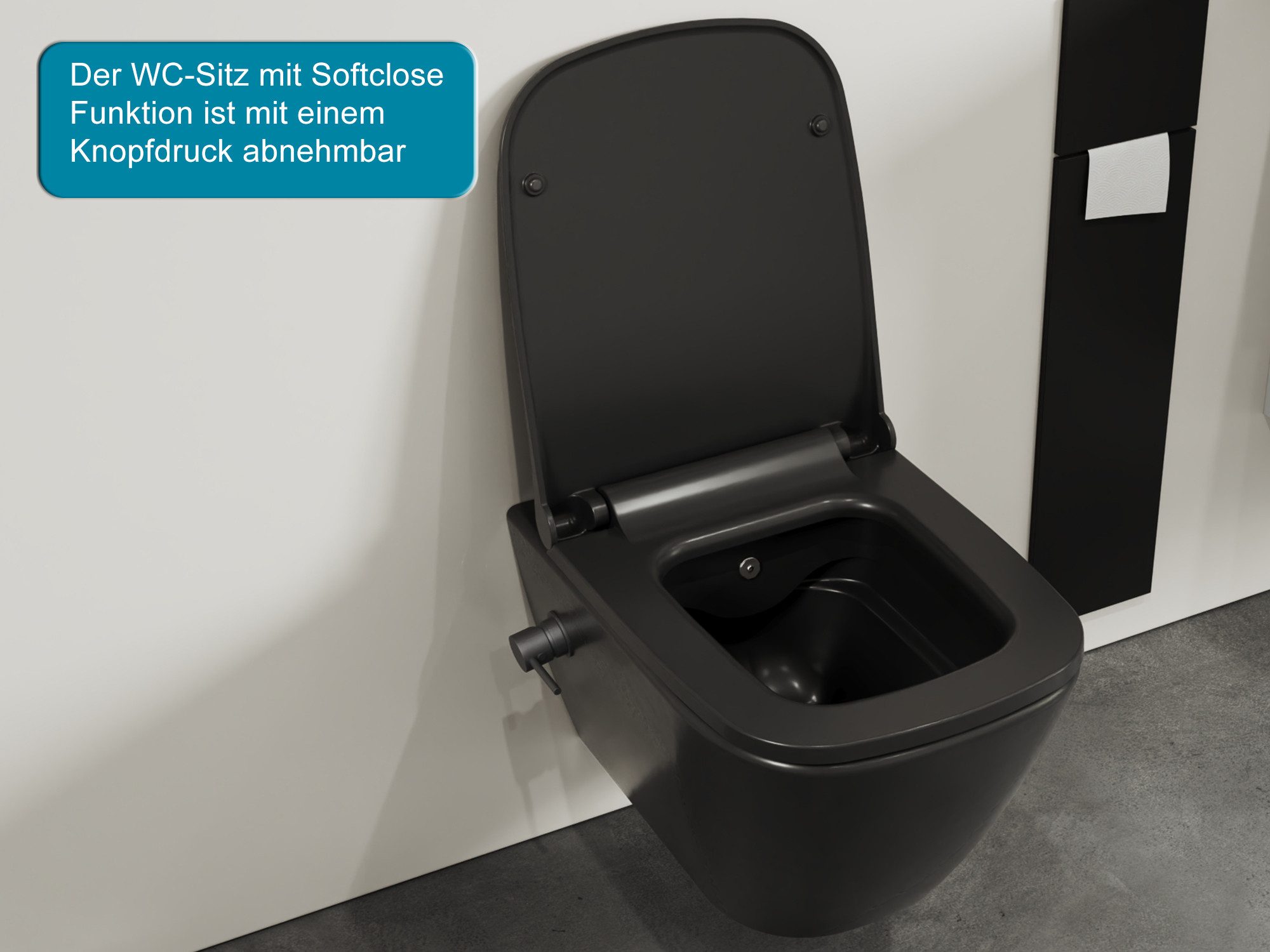 Aqua Bagno Dusch-WC Hänge-Dusch-WC spülrandlos Toilette mit Mischer & WC-Sitz, wandhängend, Abgang waagerecht