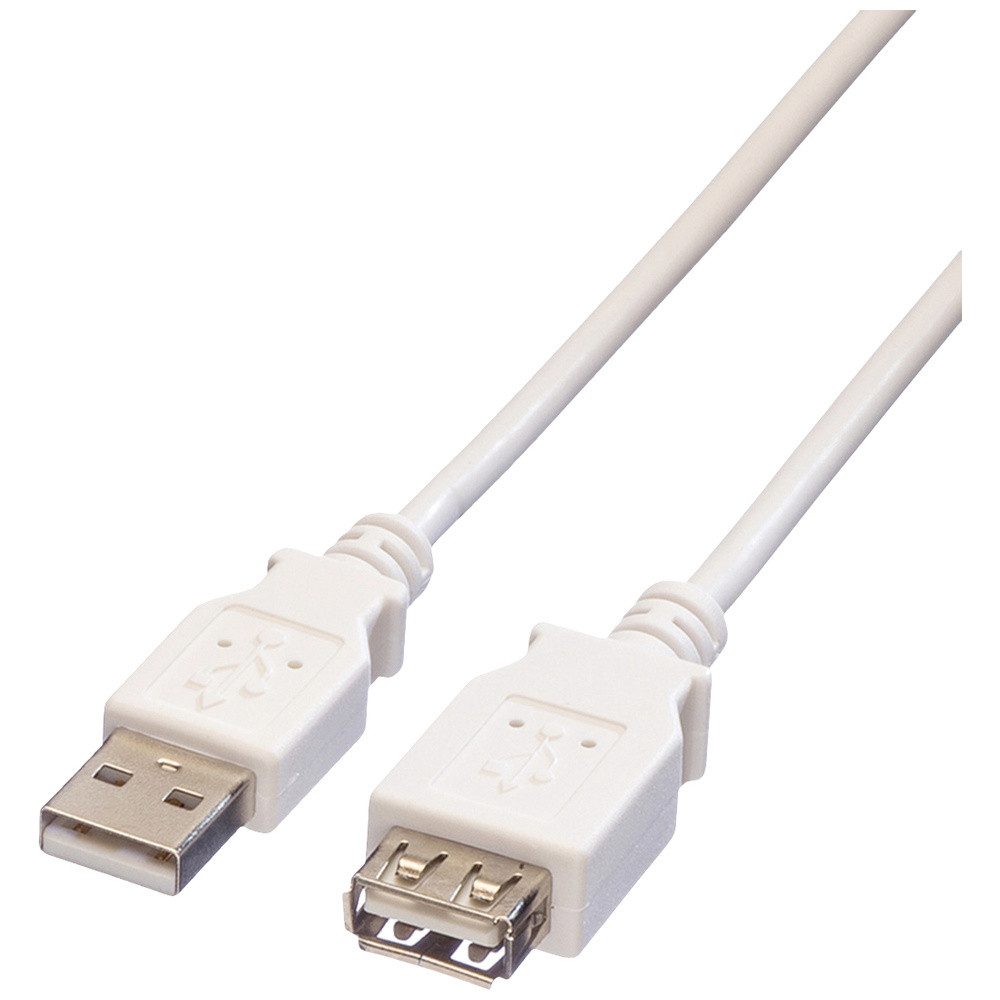 VALUE Value USB-Kabel USB 2.0 USB-A Stecker, USB-A Buchse 3.00 m Weiß Gesch USB-Kabel, (300.00 cm)