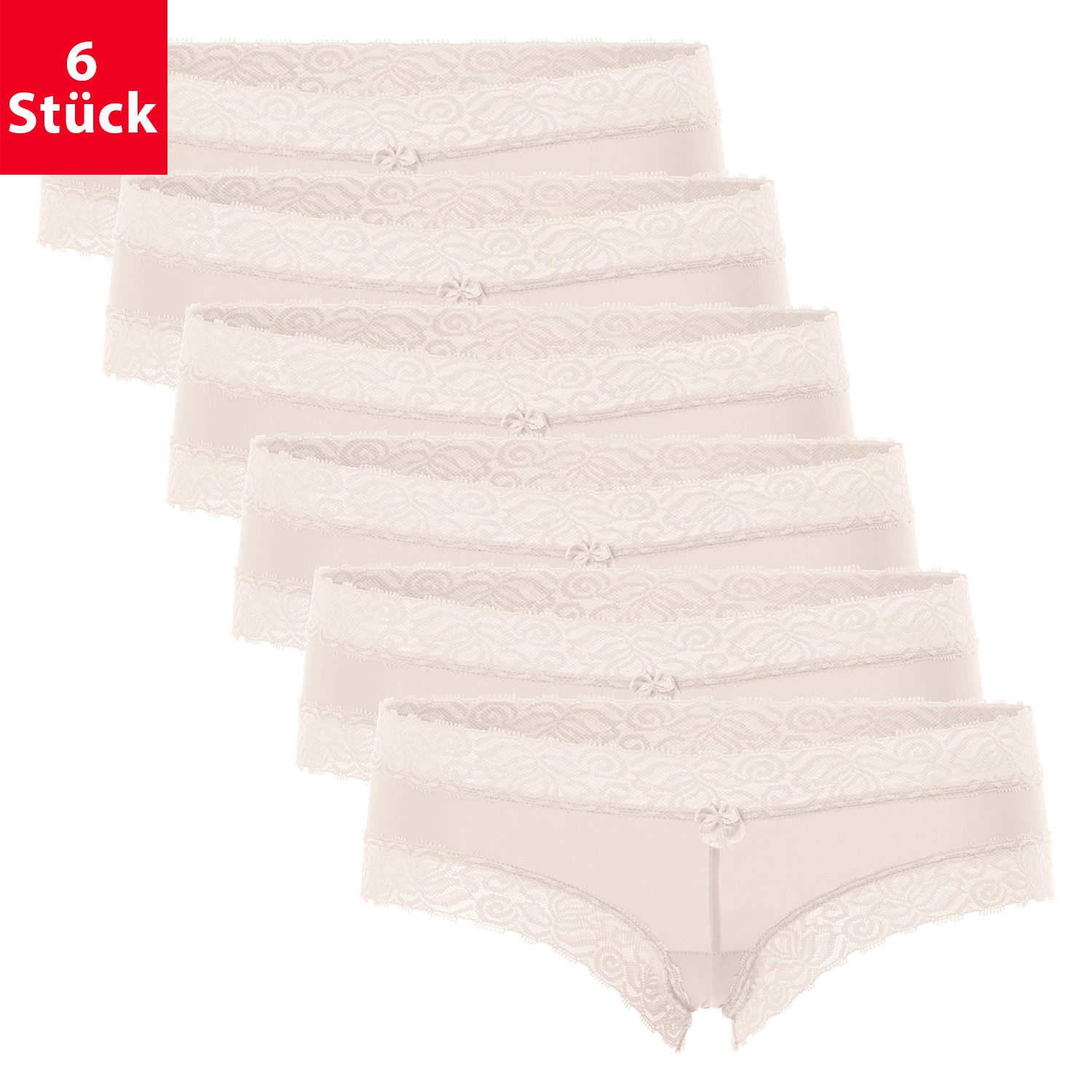 celodoro Panty Damen Hipster Panty mit Spitze (6er Pack) Dessous Slips
