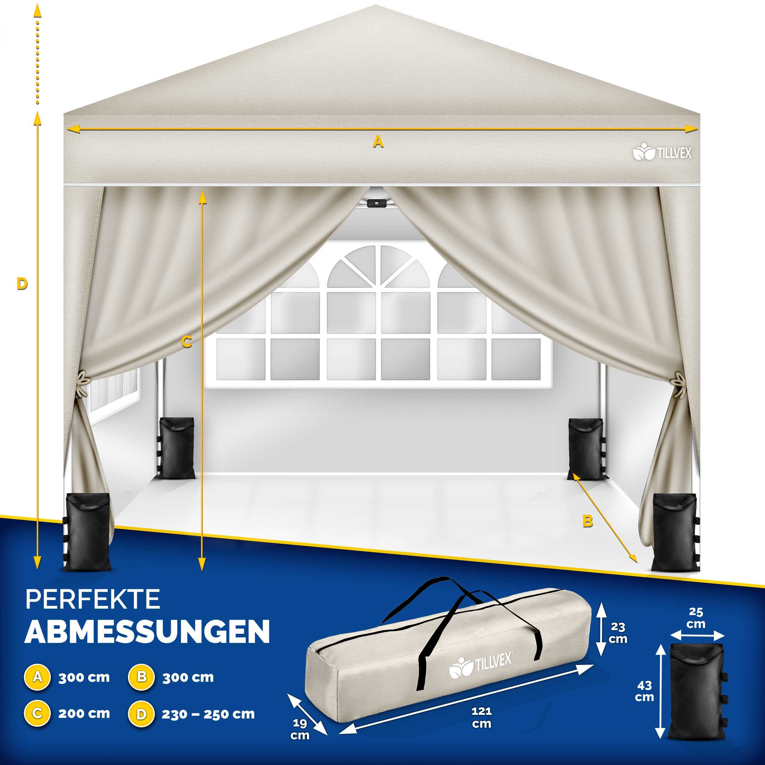 tillvex Faltpavillon tillvex® Pavillon 3x3m Wasserdicht günstig online kaufen
