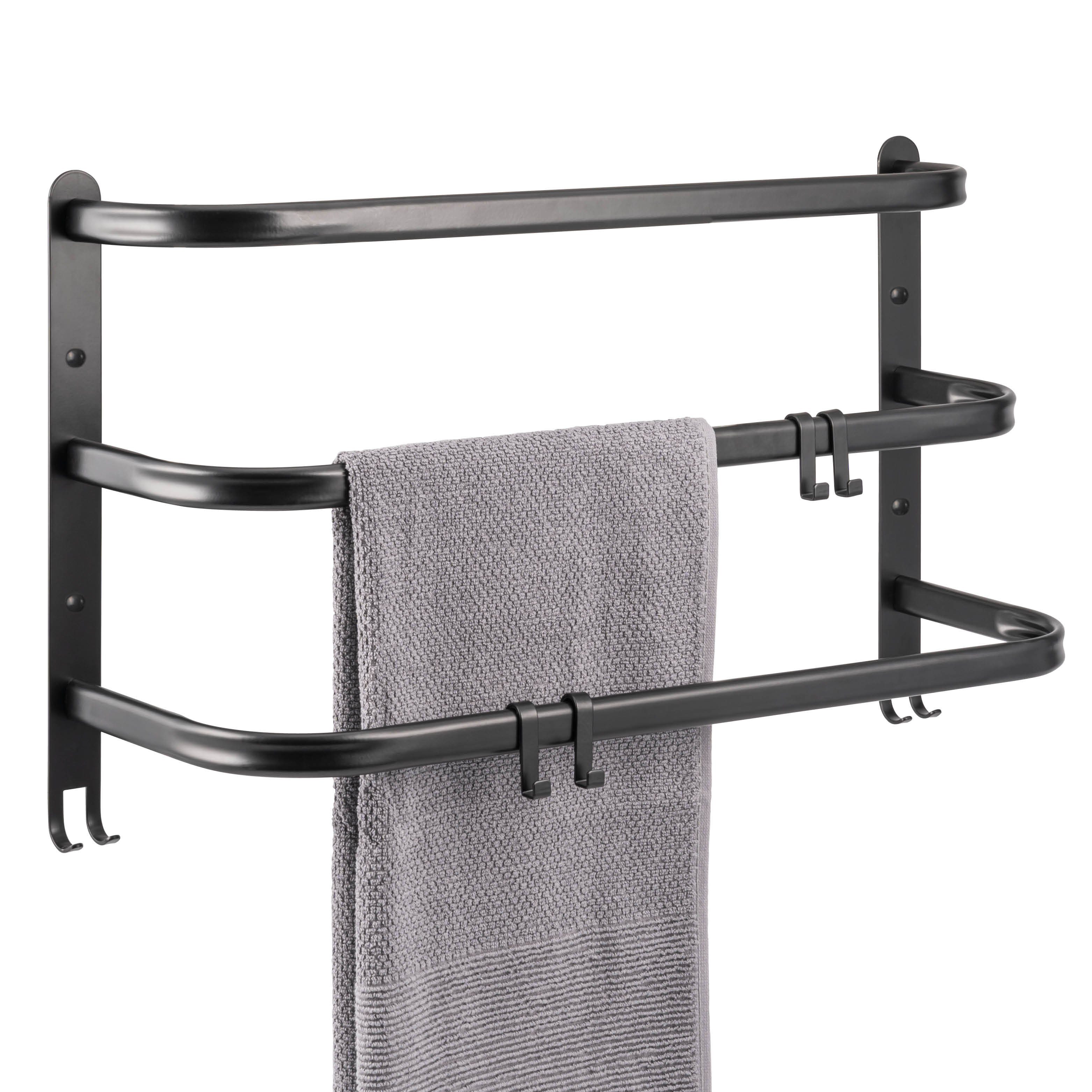 bremermann Handtuchhalter Wand-Handtuchhalter, 3 gestufte Ablagen, Handtuchstange, schwarz