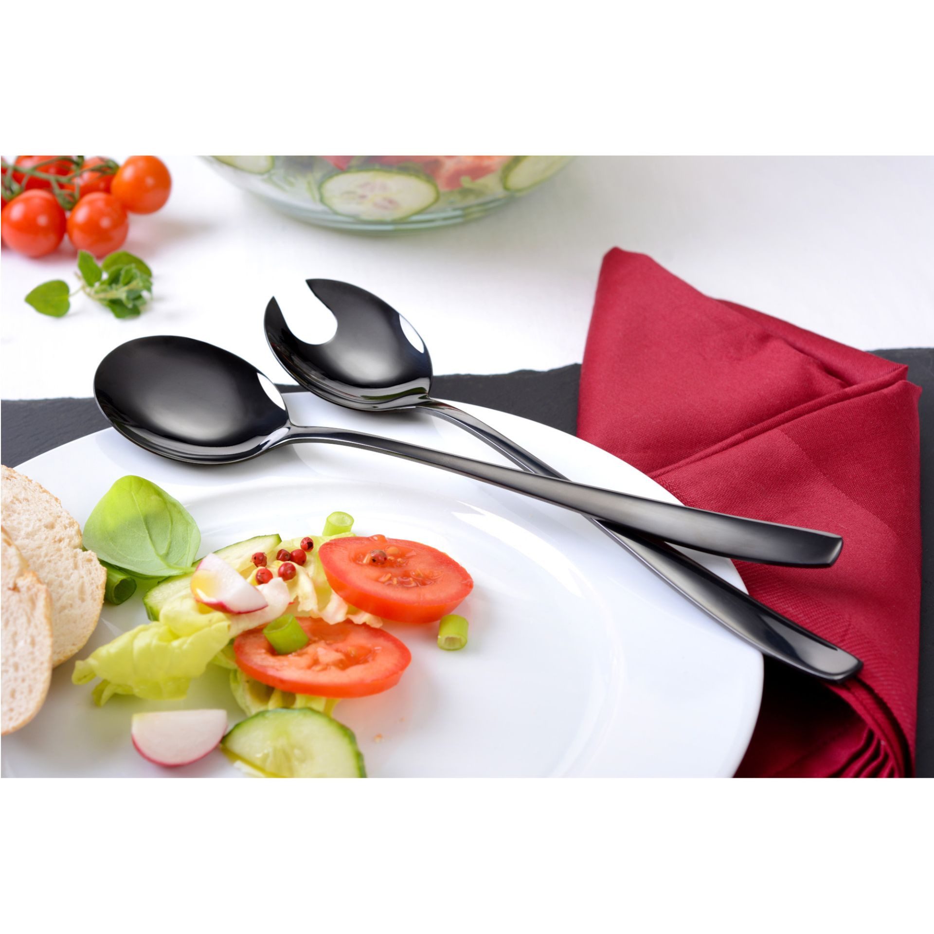 GRÄWE Salatbesteck, Salatbesteck 2-tlg, Edelstahl, schwarz