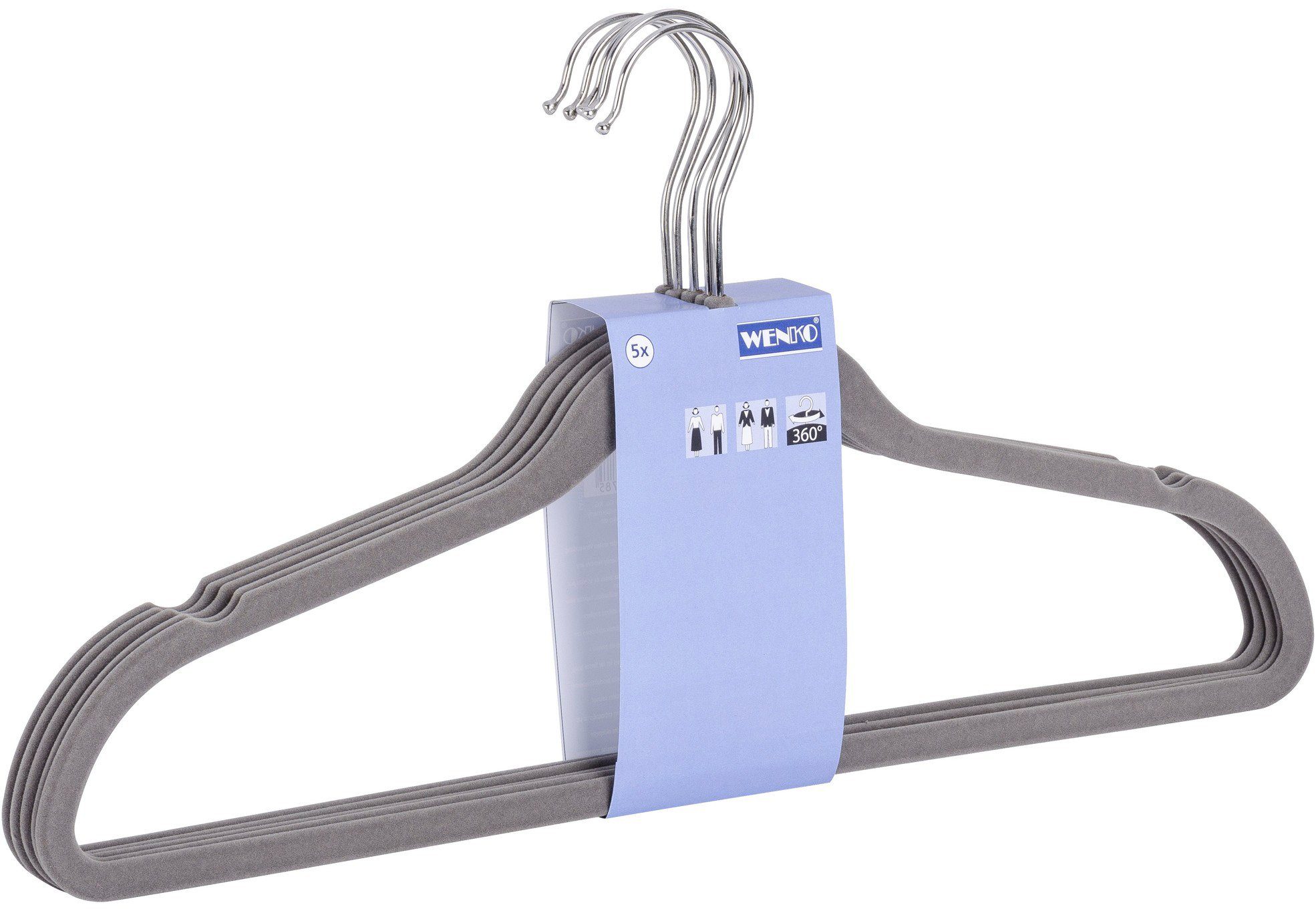 WENKO Kleiderbügel, (Set, 25-tlg), Kunststoff, beflockt, 45 cm