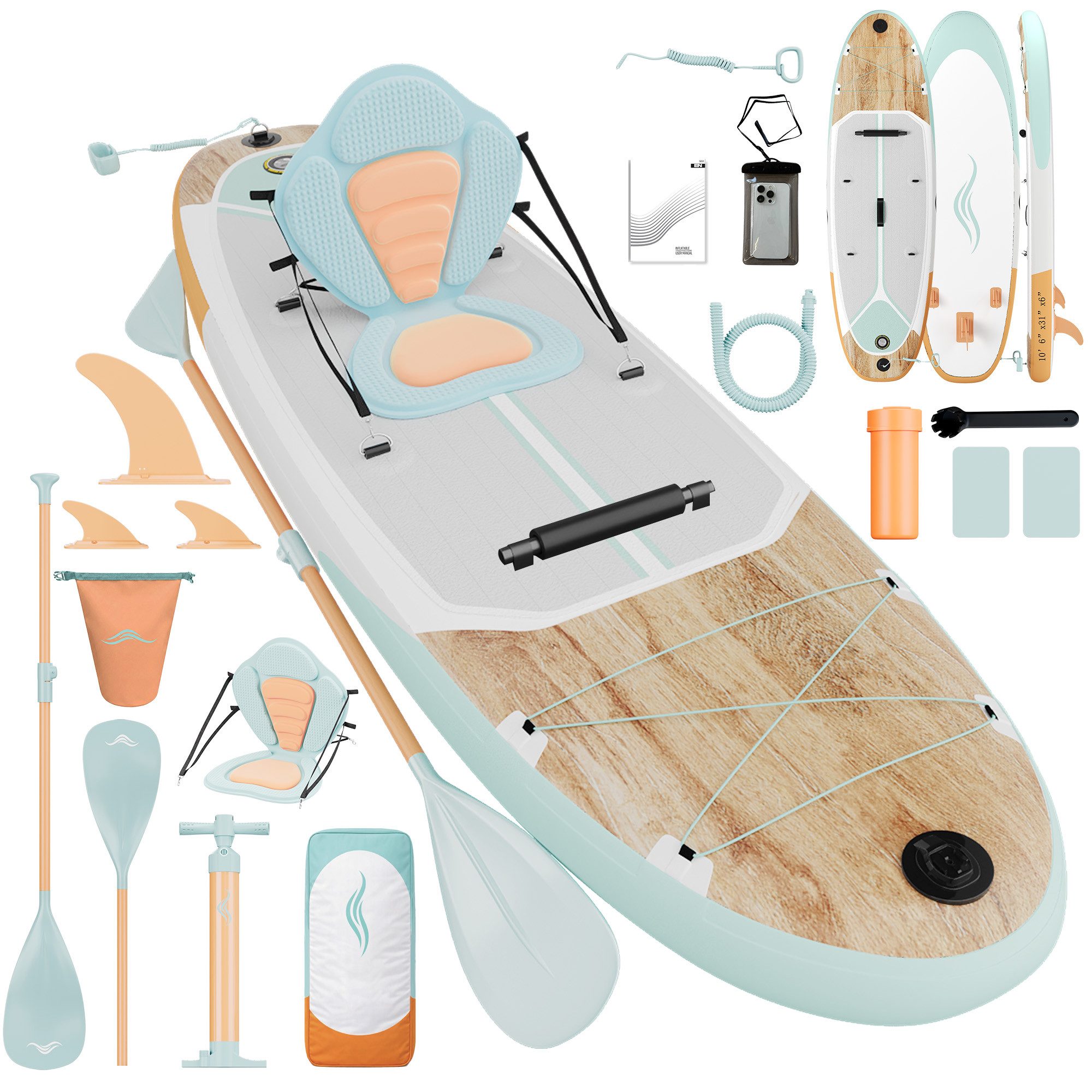 HOMALL Inflatable SUP-Board Aufblasbares SUP-Board Komplettset 320 cm Stand Up Paddle Board