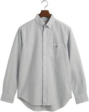 Gant Langarmhemd Regular Fit Oxford Hemd strukturiert langlebig dicker gestreift mit dezenter Logostickerei